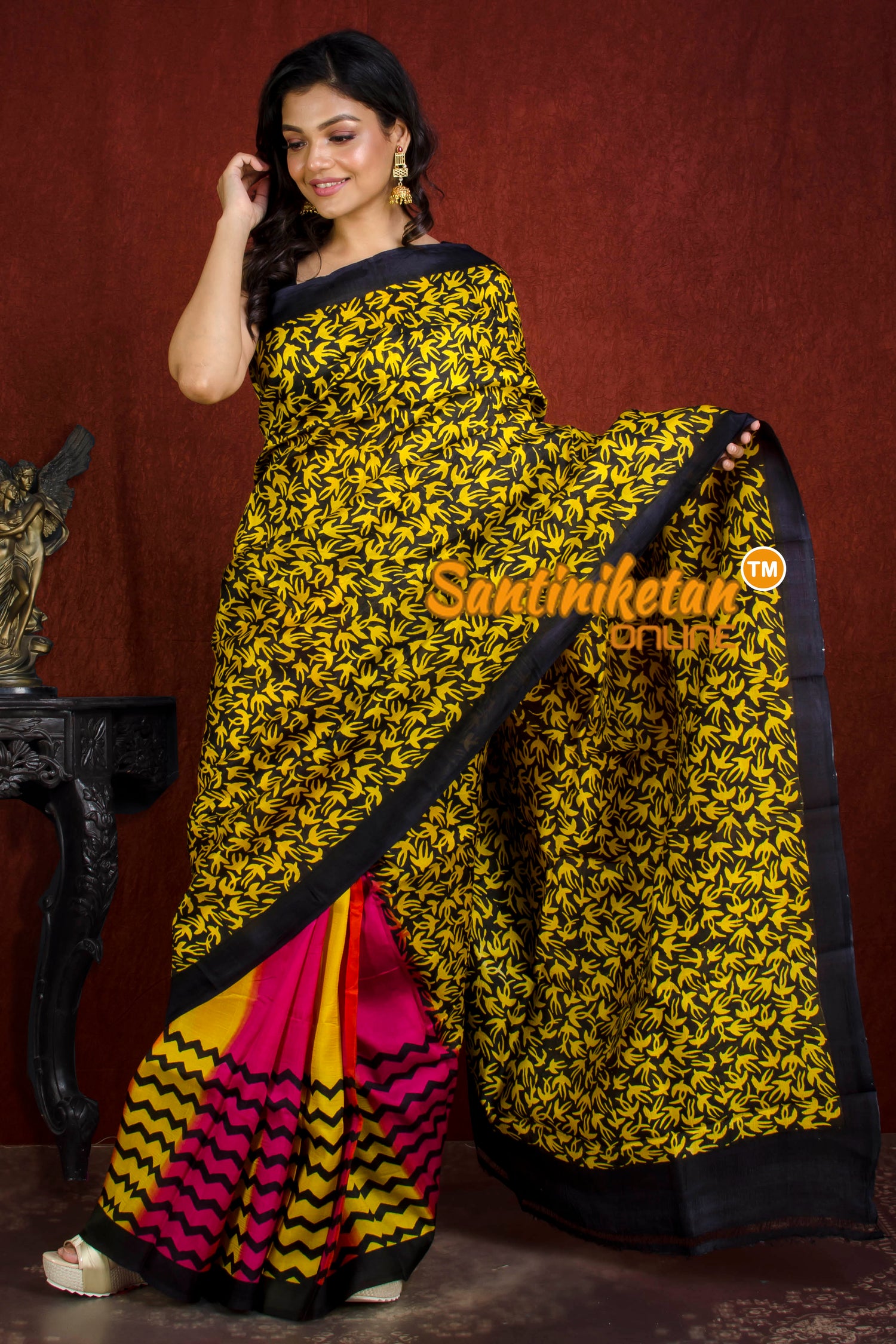 Hand Block On Murshidabad Silk SN20216122