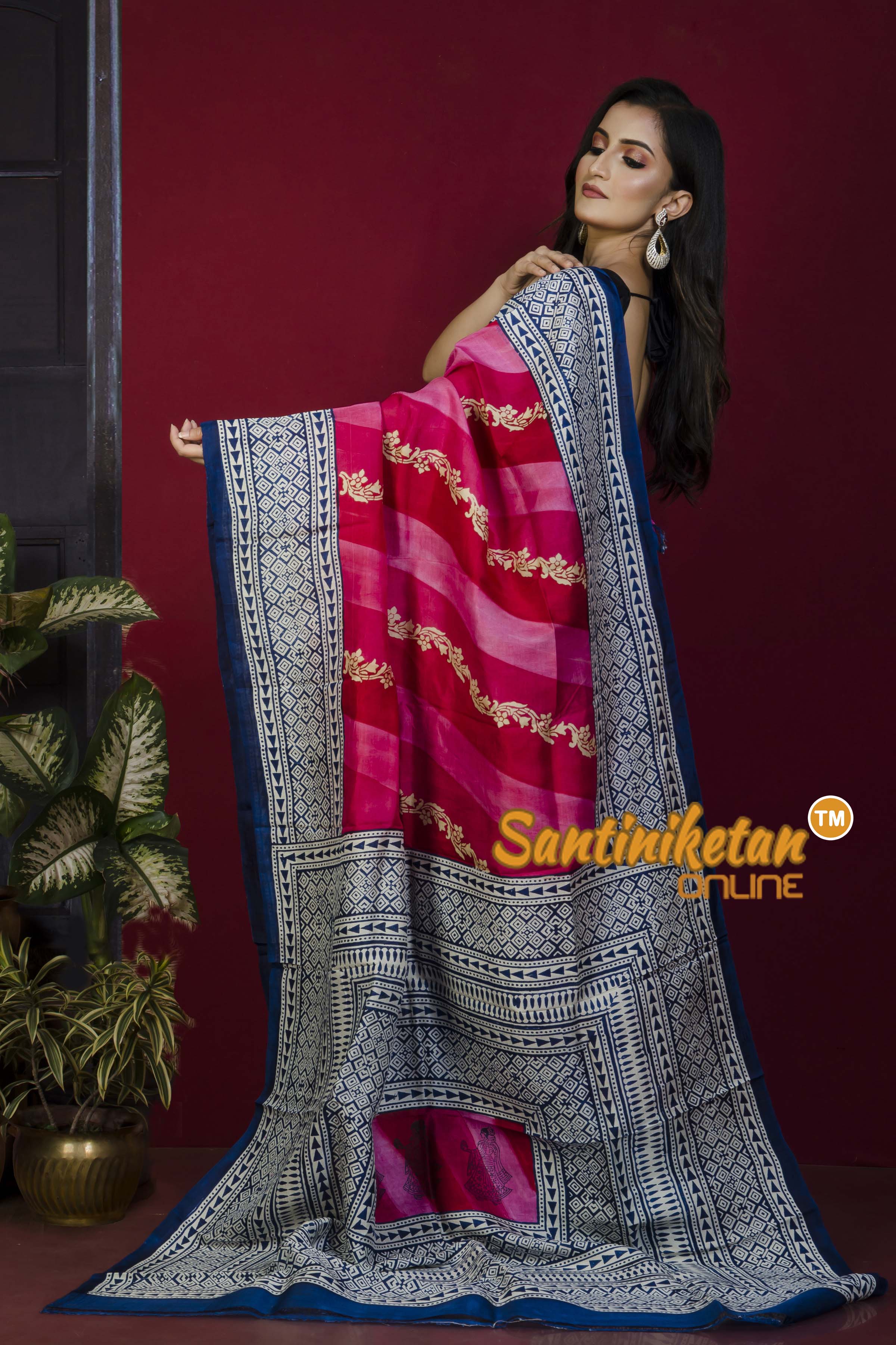 Hand Block On Murshidabad Silk SN20221259