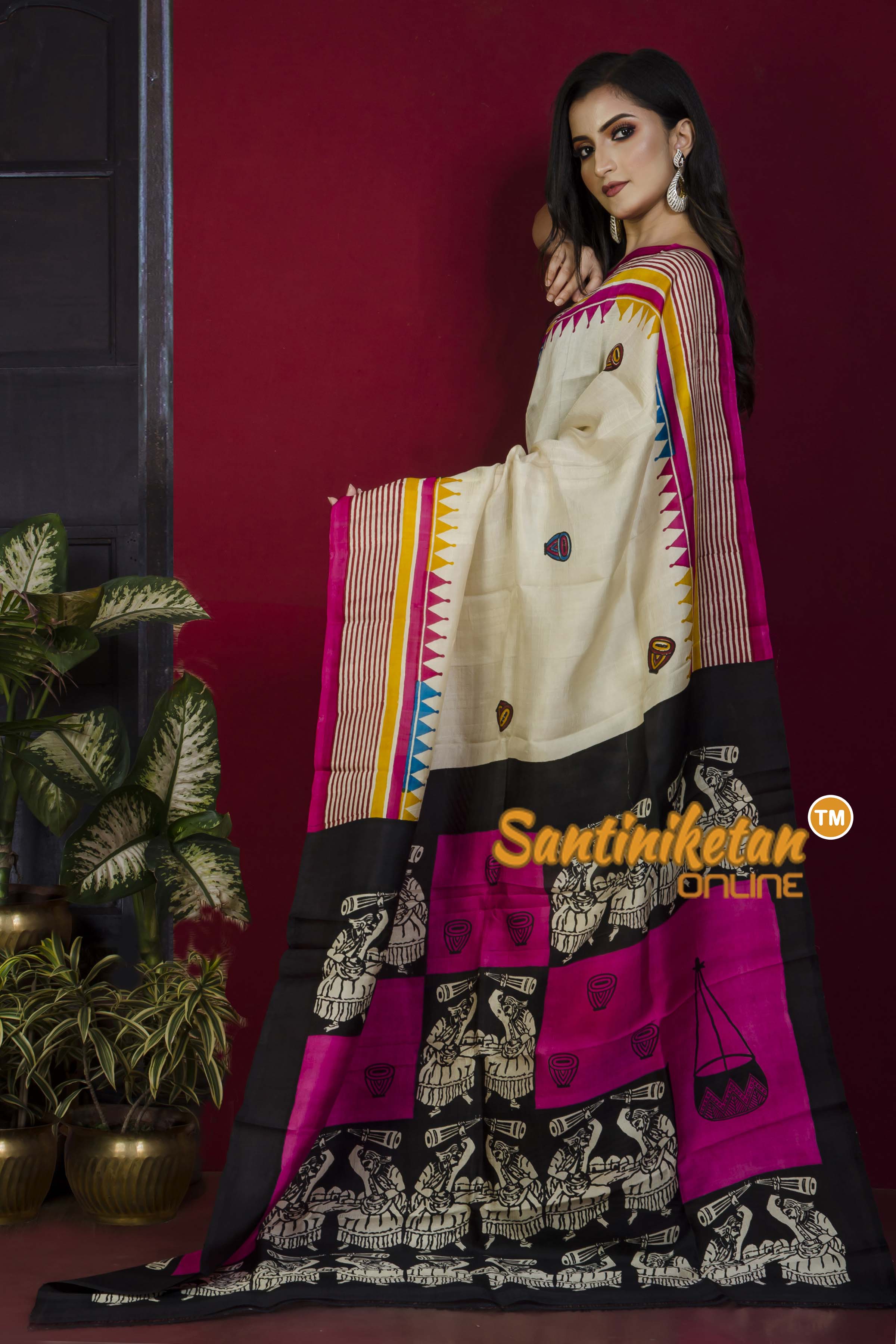 Hand Block On Murshidabad Silk SN20221263