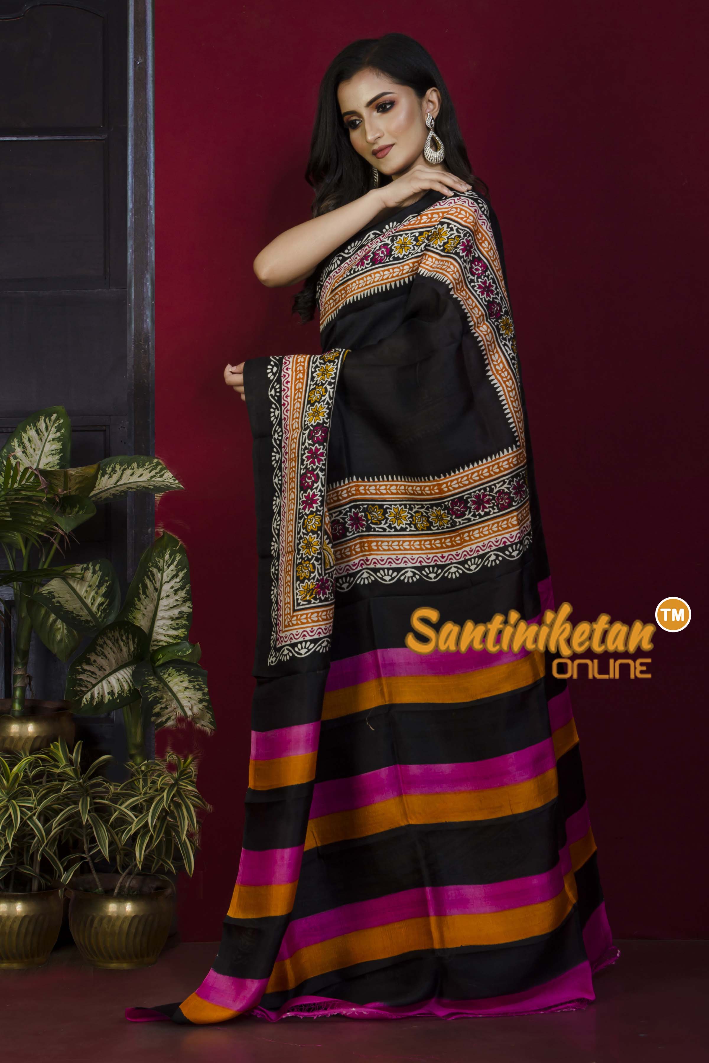 Hand Block On Murshidabad Silk SN20221305