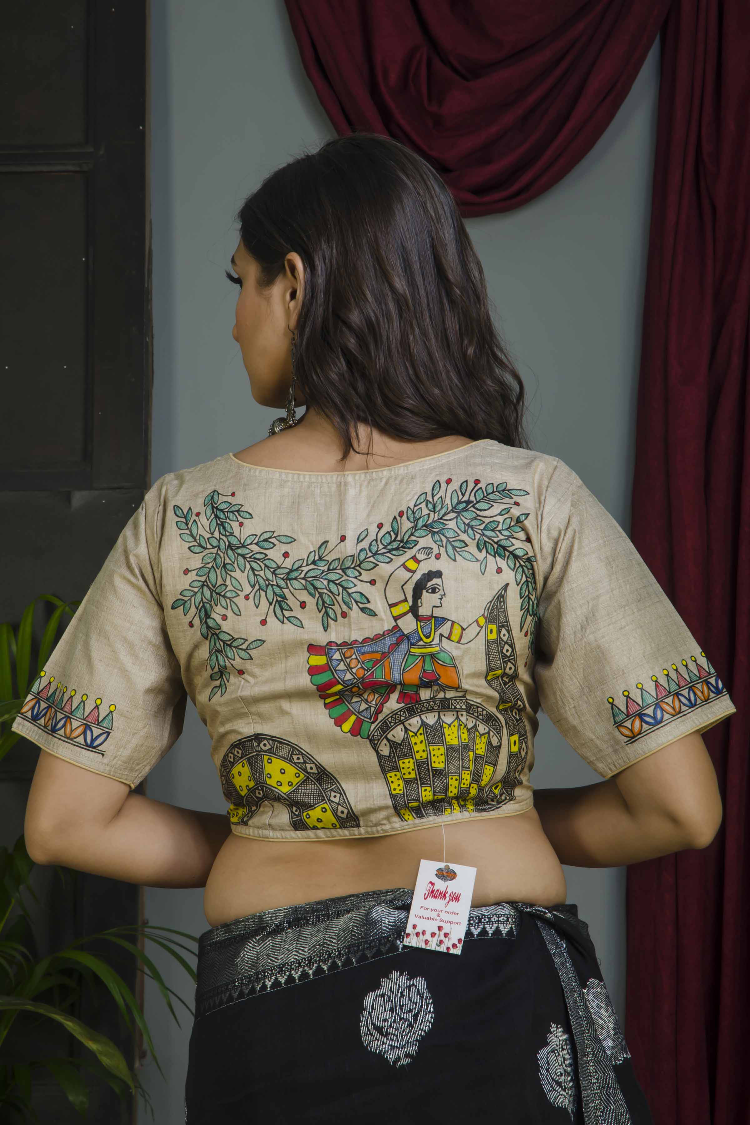 Pure Tussar Hand Madhubani Painting Blouse SN20224627