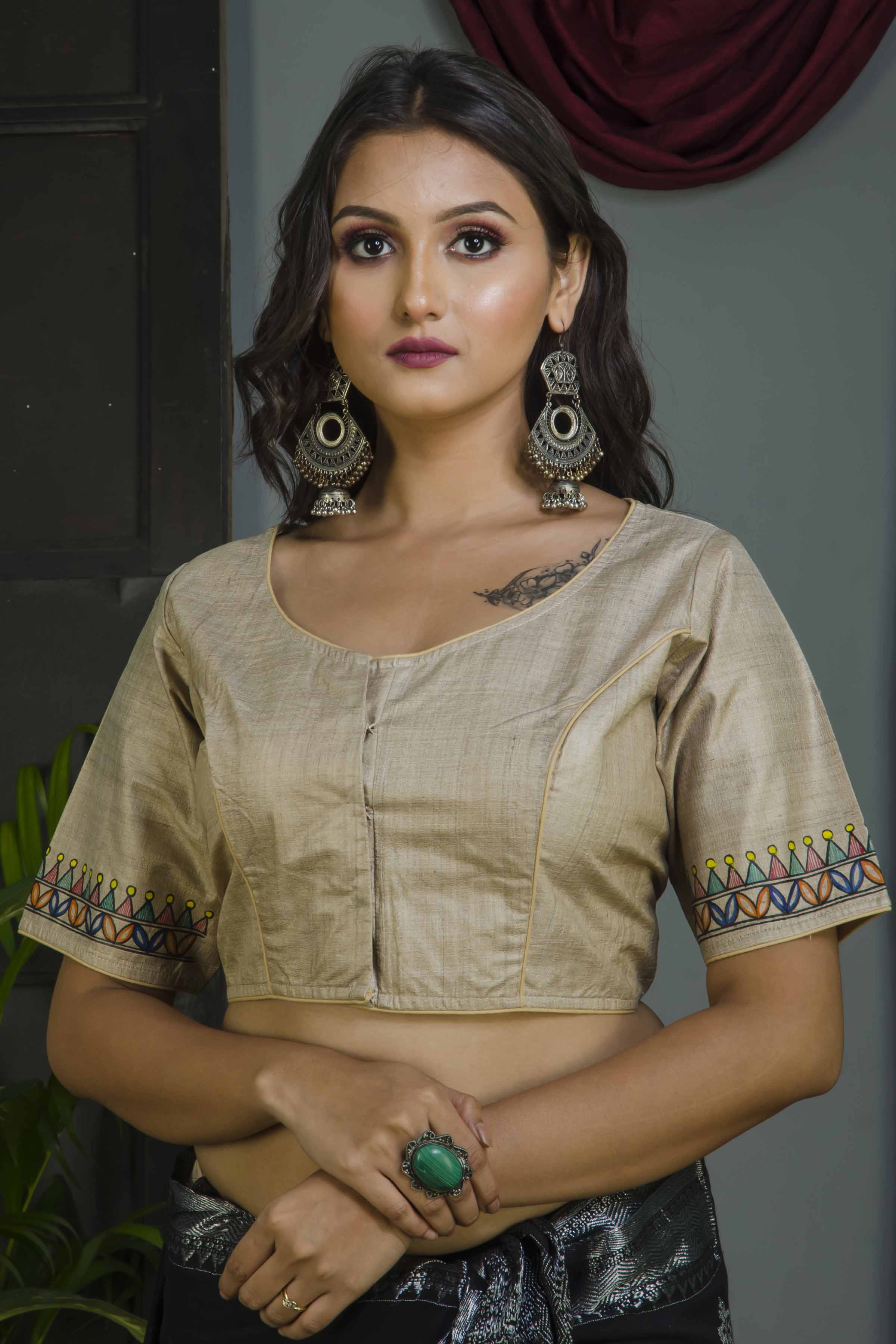 Pure Tussar Hand Madhubani Painting Blouse SN20224627
