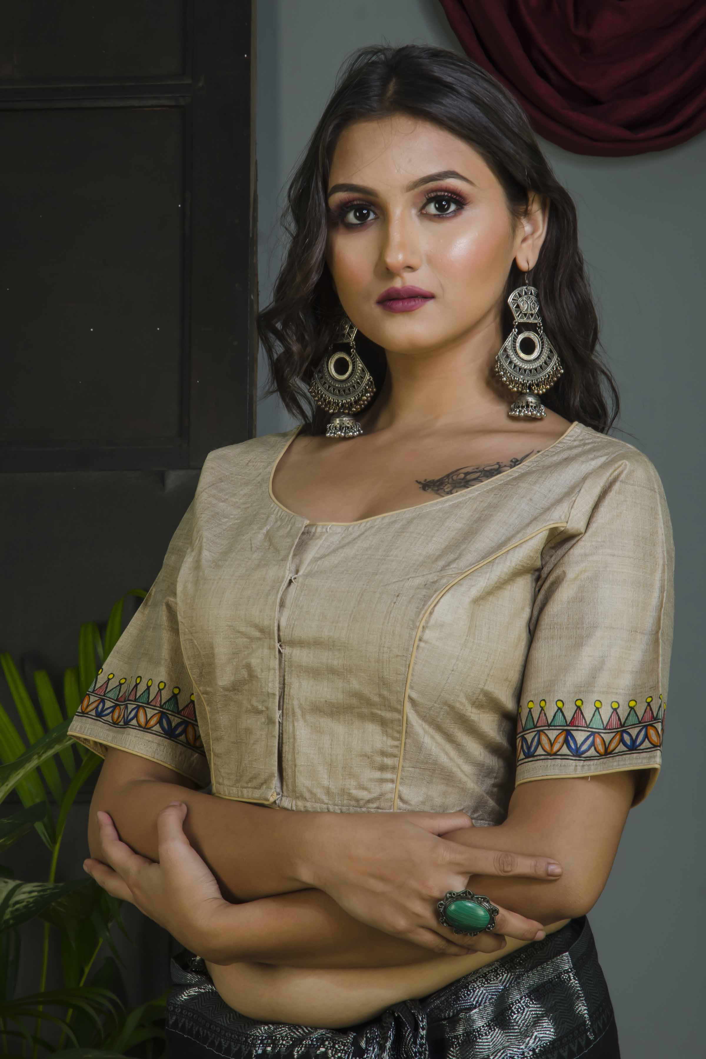 Pure Tussar Hand Madhubani Painting Blouse SN20224627