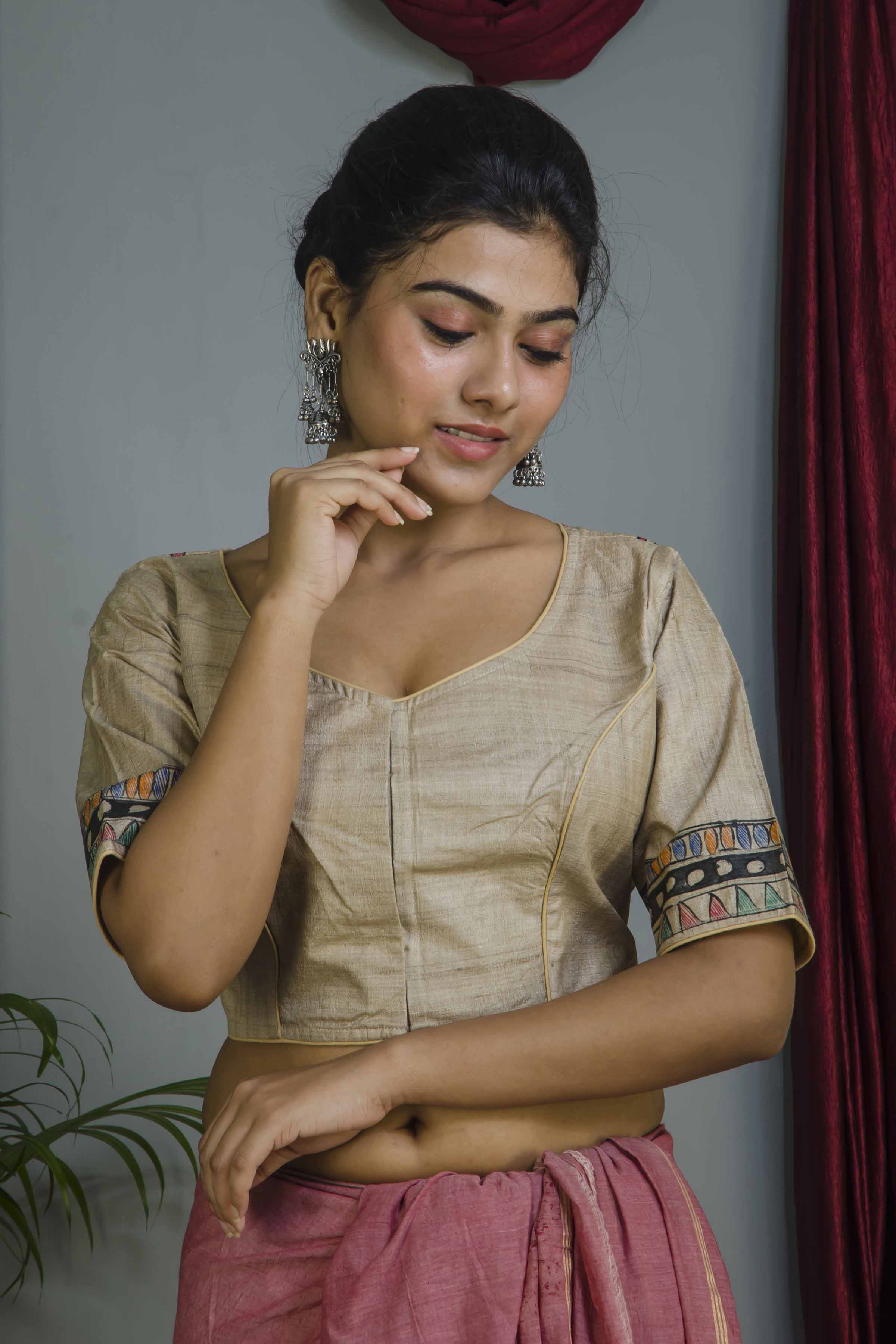 Pure Tussar Hand Madhubani Painting Blouse SN20224698