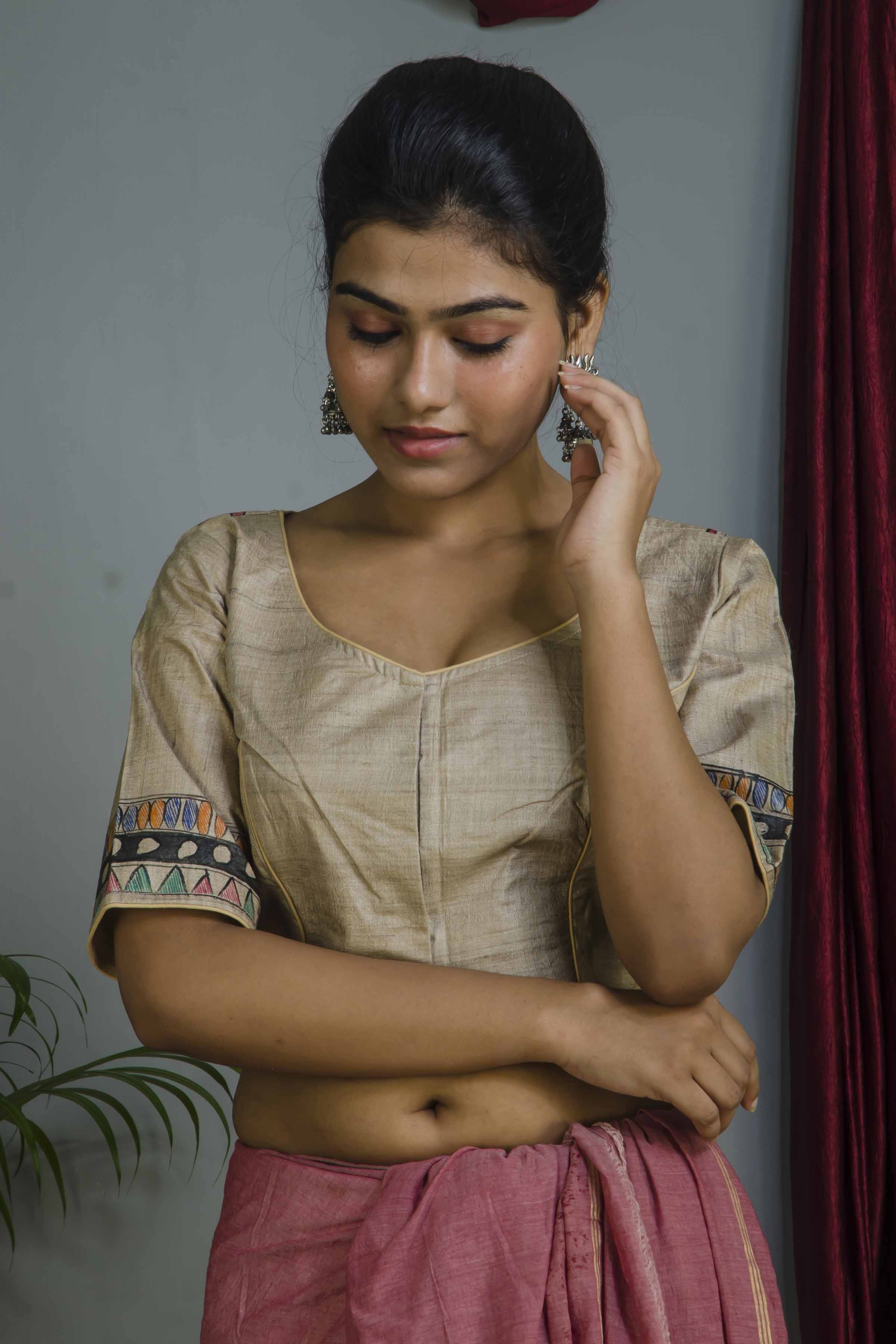 Pure Tussar Hand Madhubani Painting Blouse SN20224698