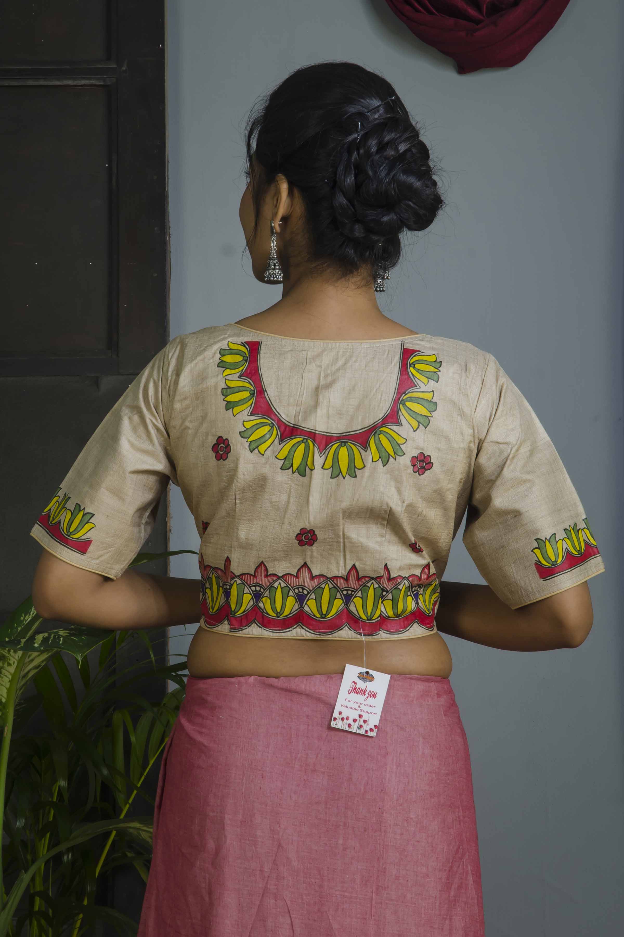 Pure Tussar Hand Madhubani Painting Blouse SN20224728