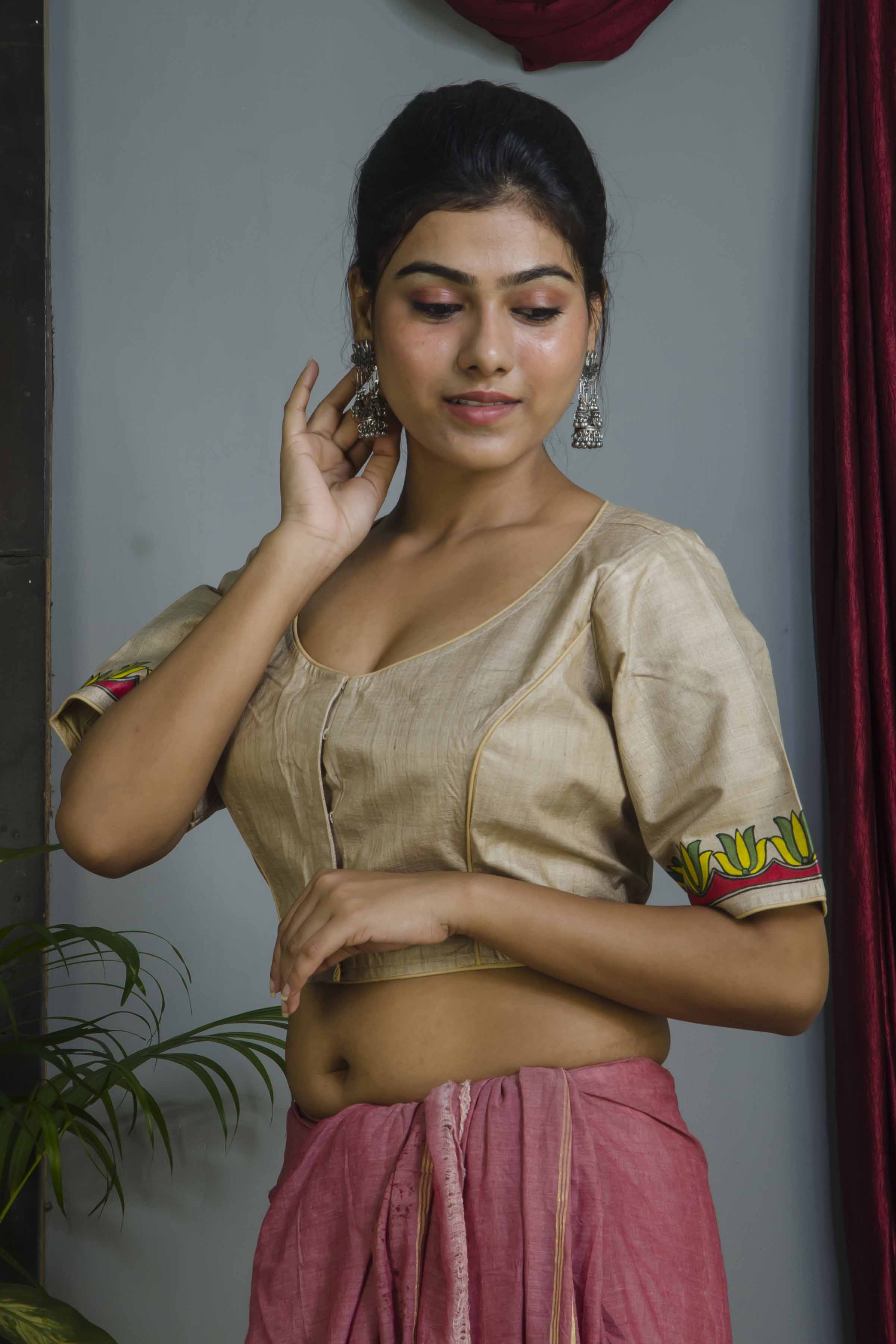 Pure Tussar Hand Madhubani Painting Blouse SN20224728