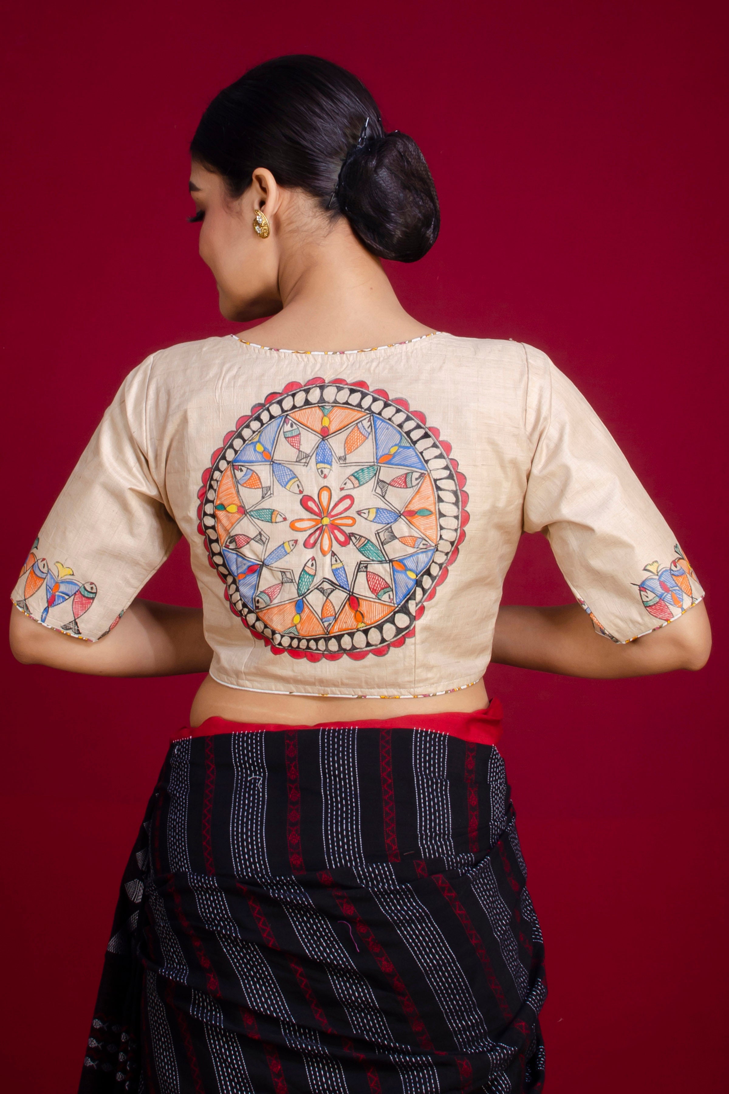 Pure Tussar Hand Madhubani Painting Blouse SN20225369
