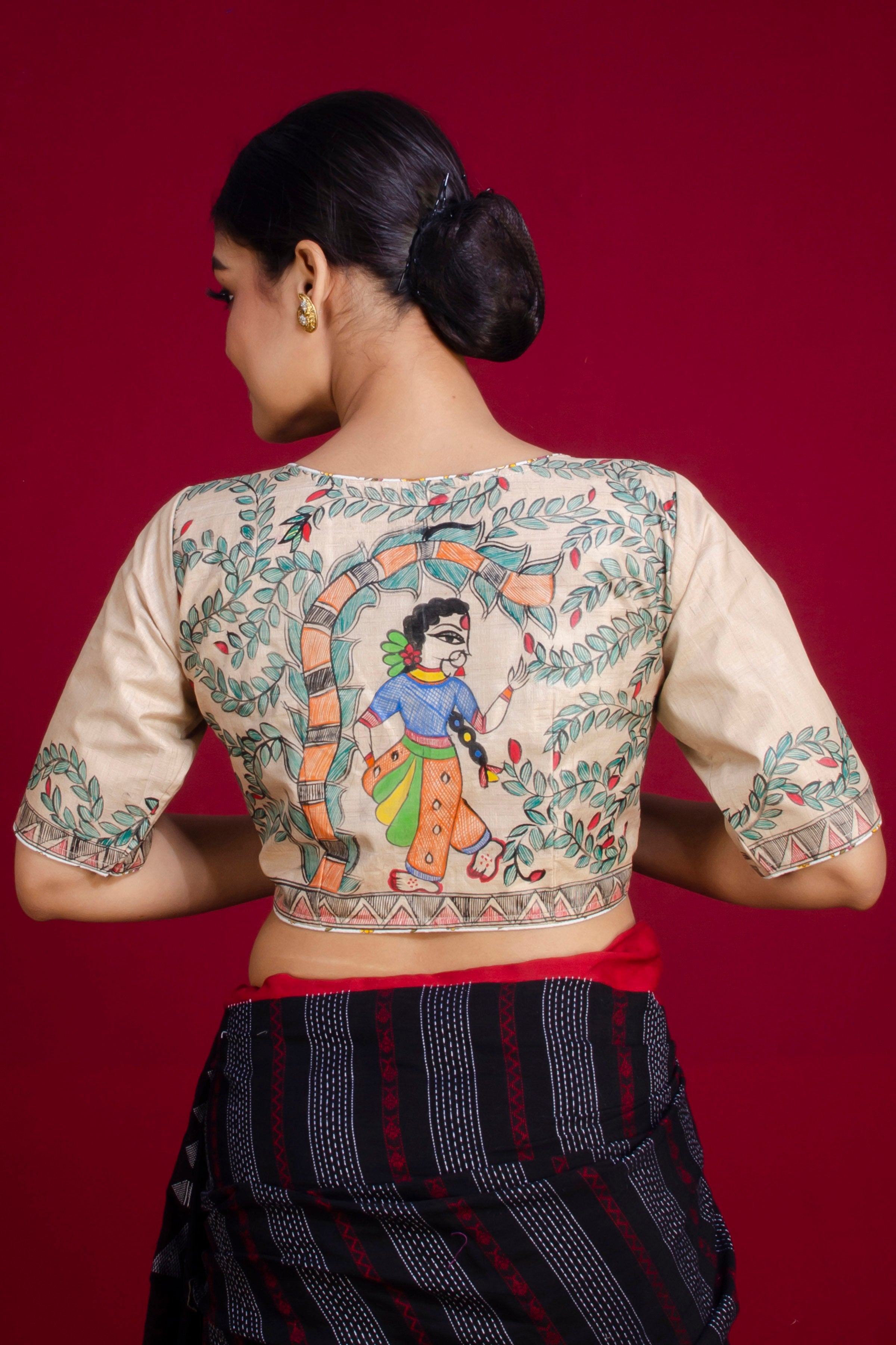 Pure Tussar Hand Madhubani Painting Blouse SN20225394