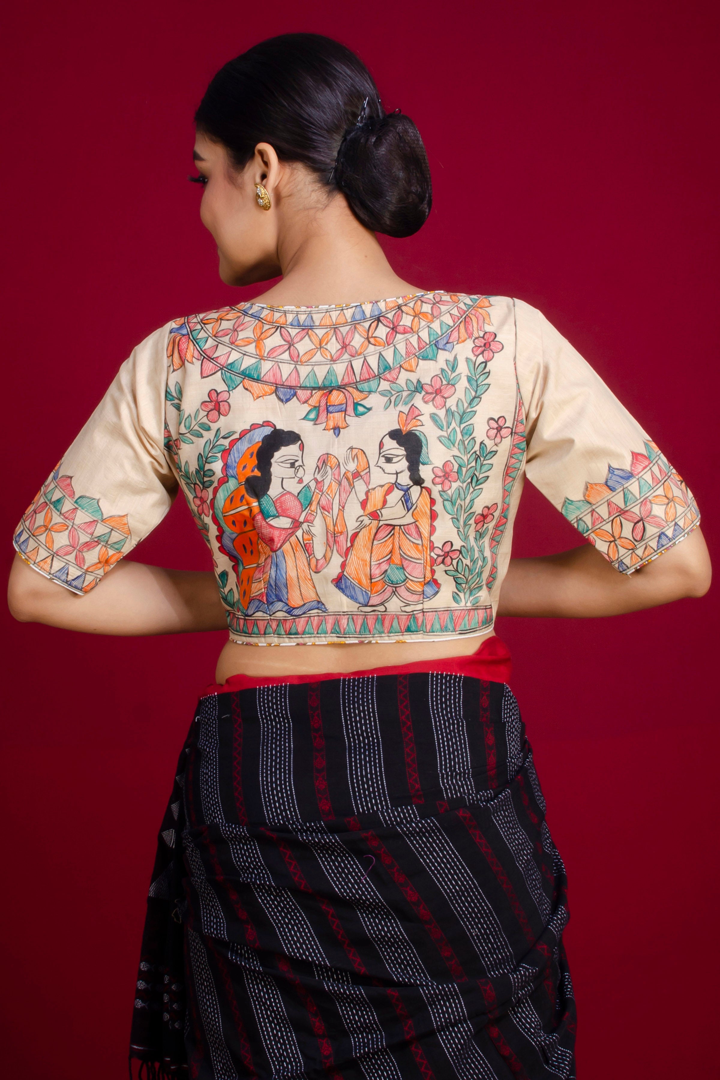 Pure Tussar Hand Madhubani Painting Blouse SN20225397