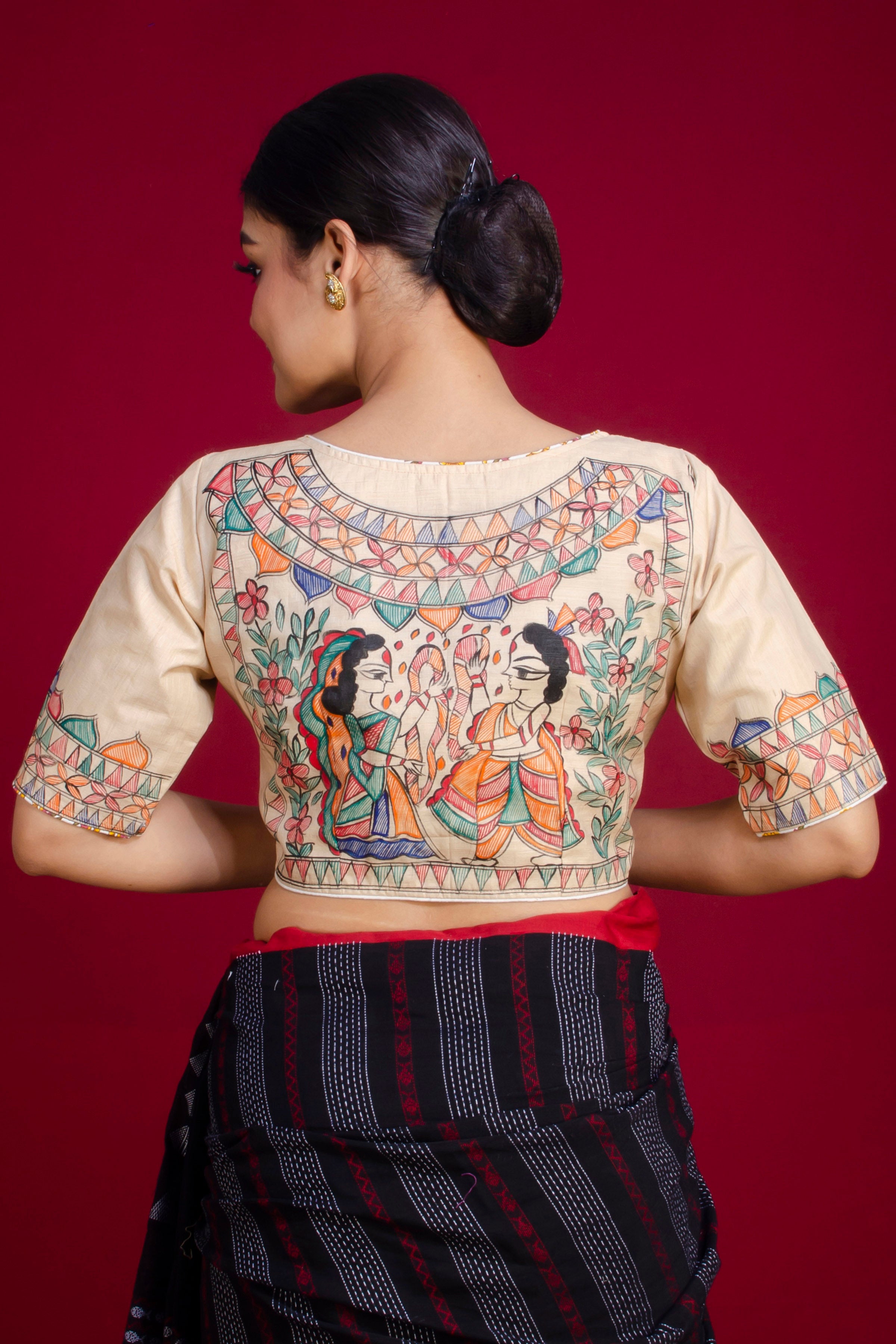 Pure Tussar Hand Madhubani Painting Blouse SN20225400