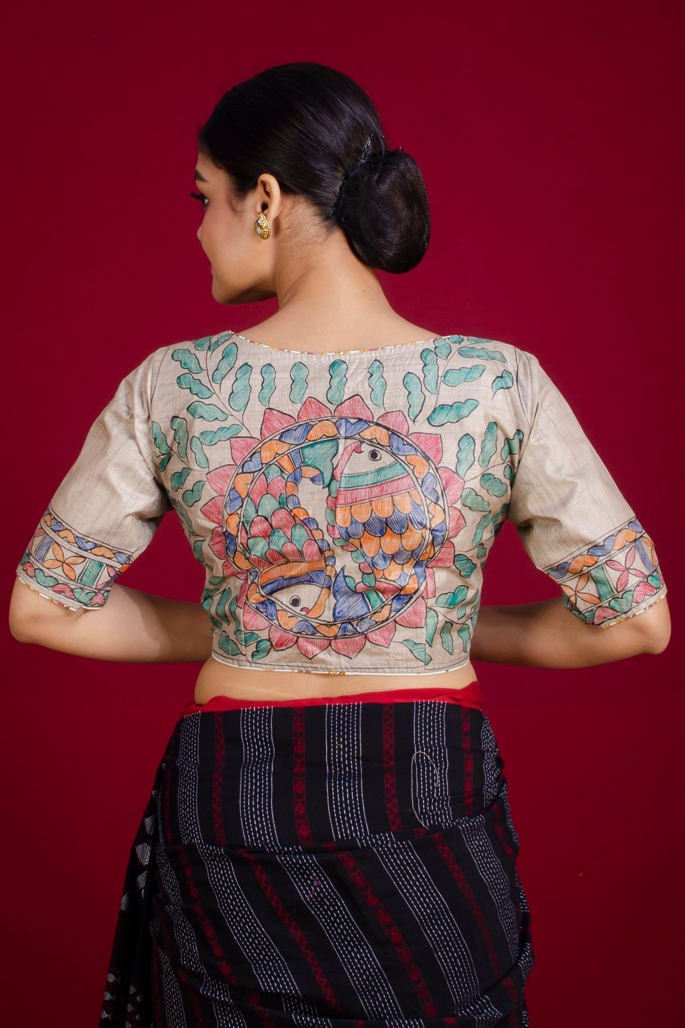 Pure Tussar Hand Madhubani Painting Blouse SN20225482