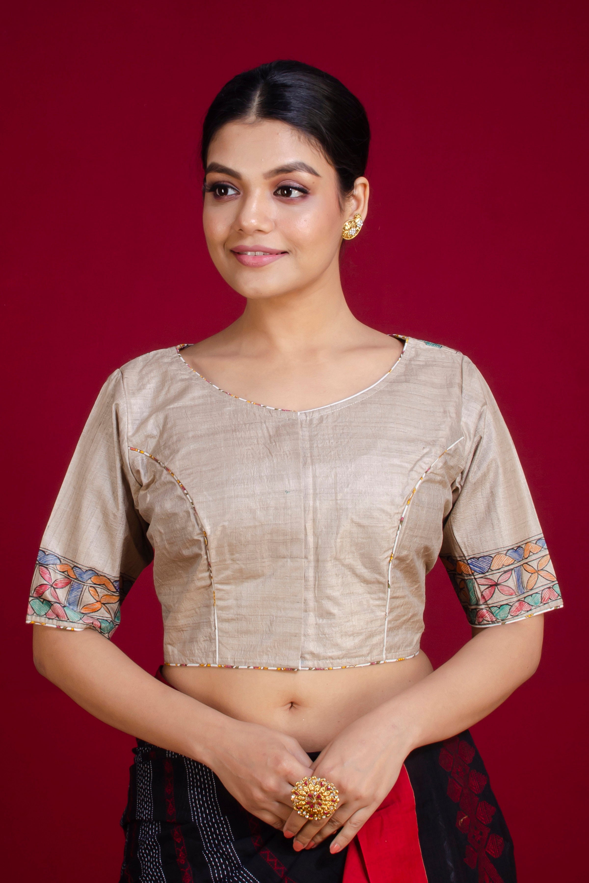 Pure Tussar Hand Madhubani Painting Blouse SN20225482