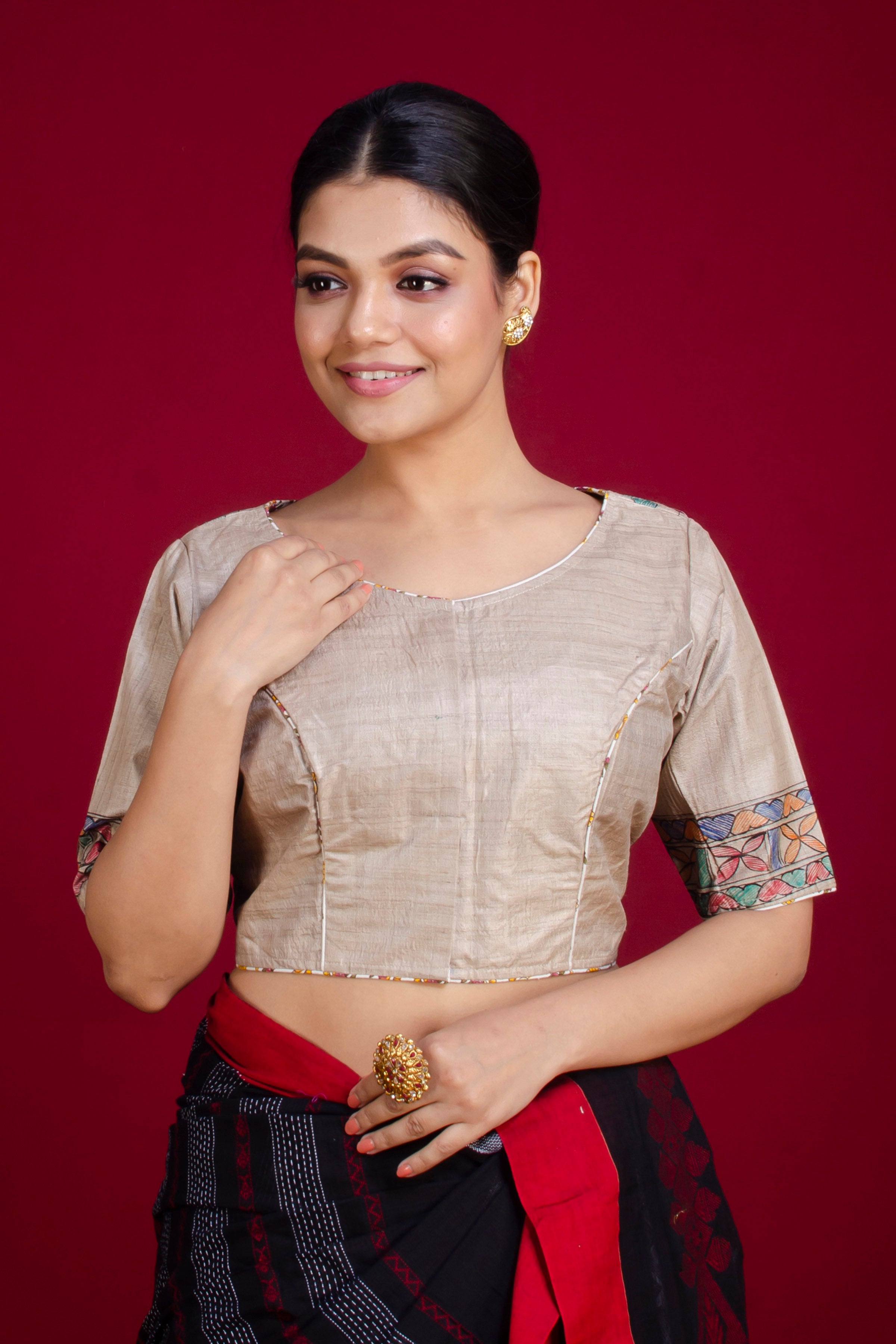 Pure Tussar Hand Madhubani Painting Blouse SN20225482