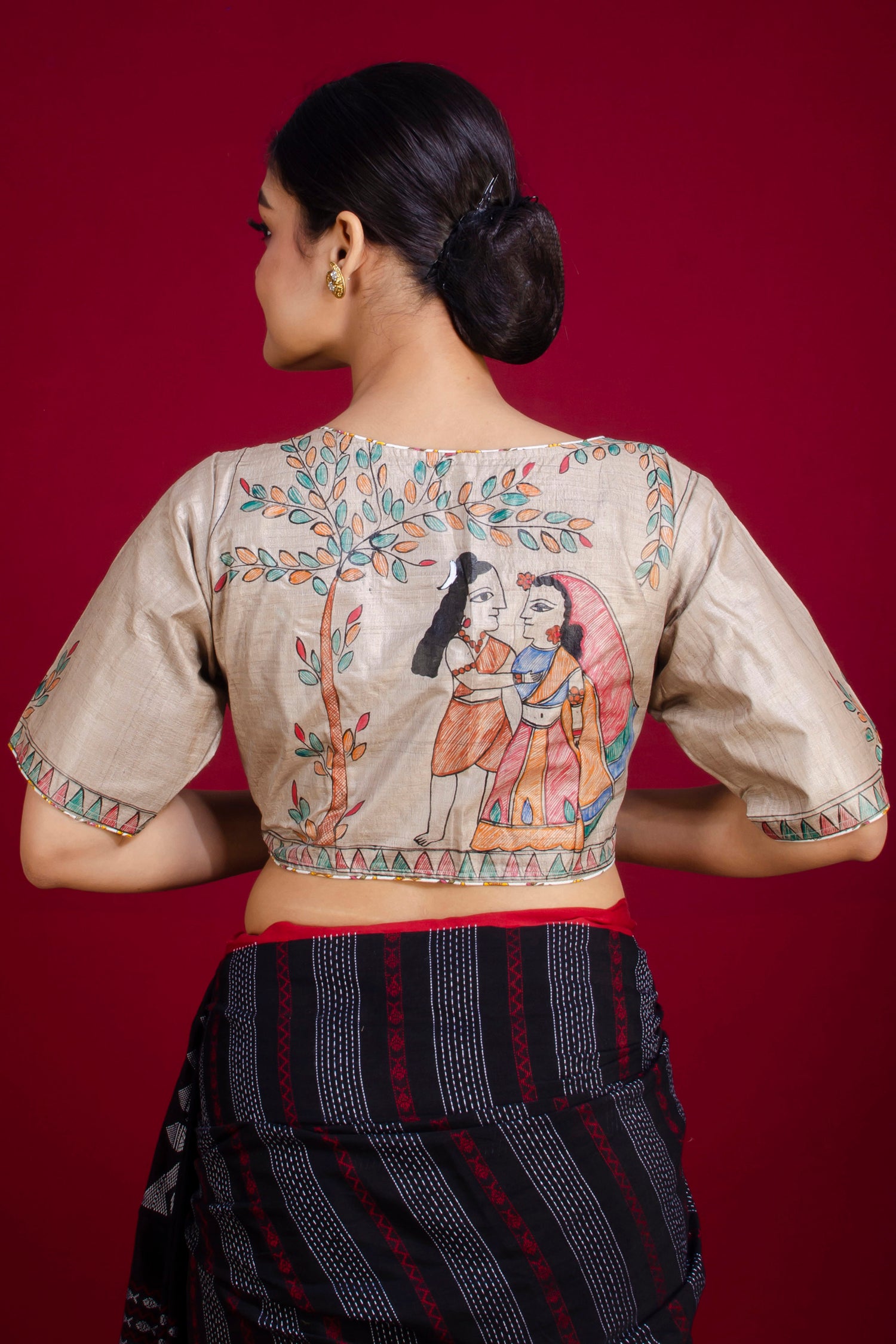 Pure Tussar Hand Madhubani Painting Blouse SN20225524