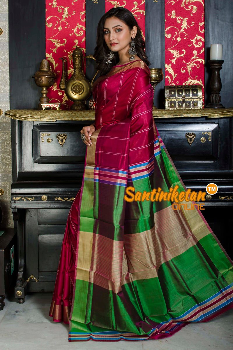 Katan Silk Saree With Zari Border SN20226085