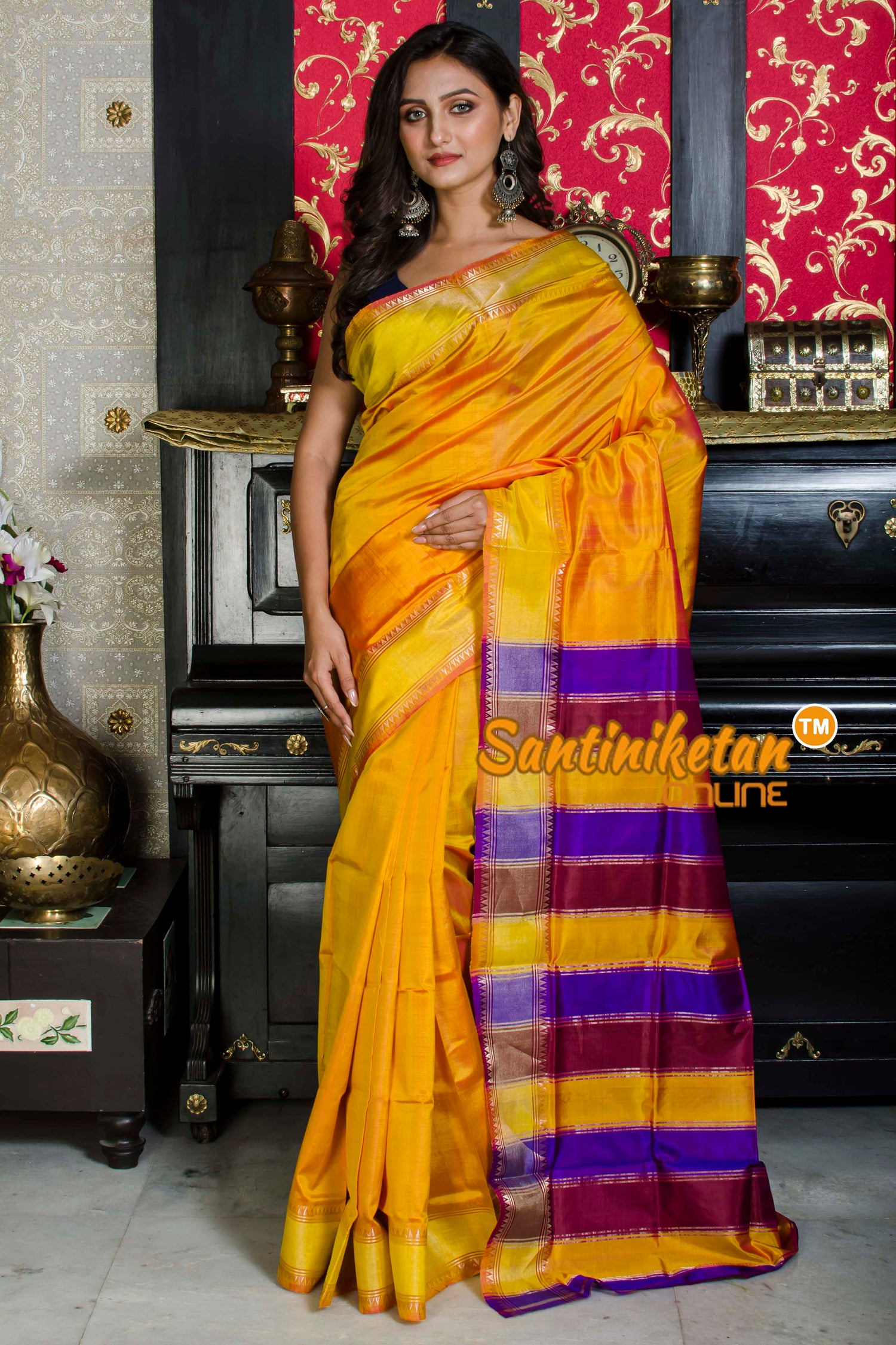Zari Border Temple Border Katan Silk Saree SN20226097