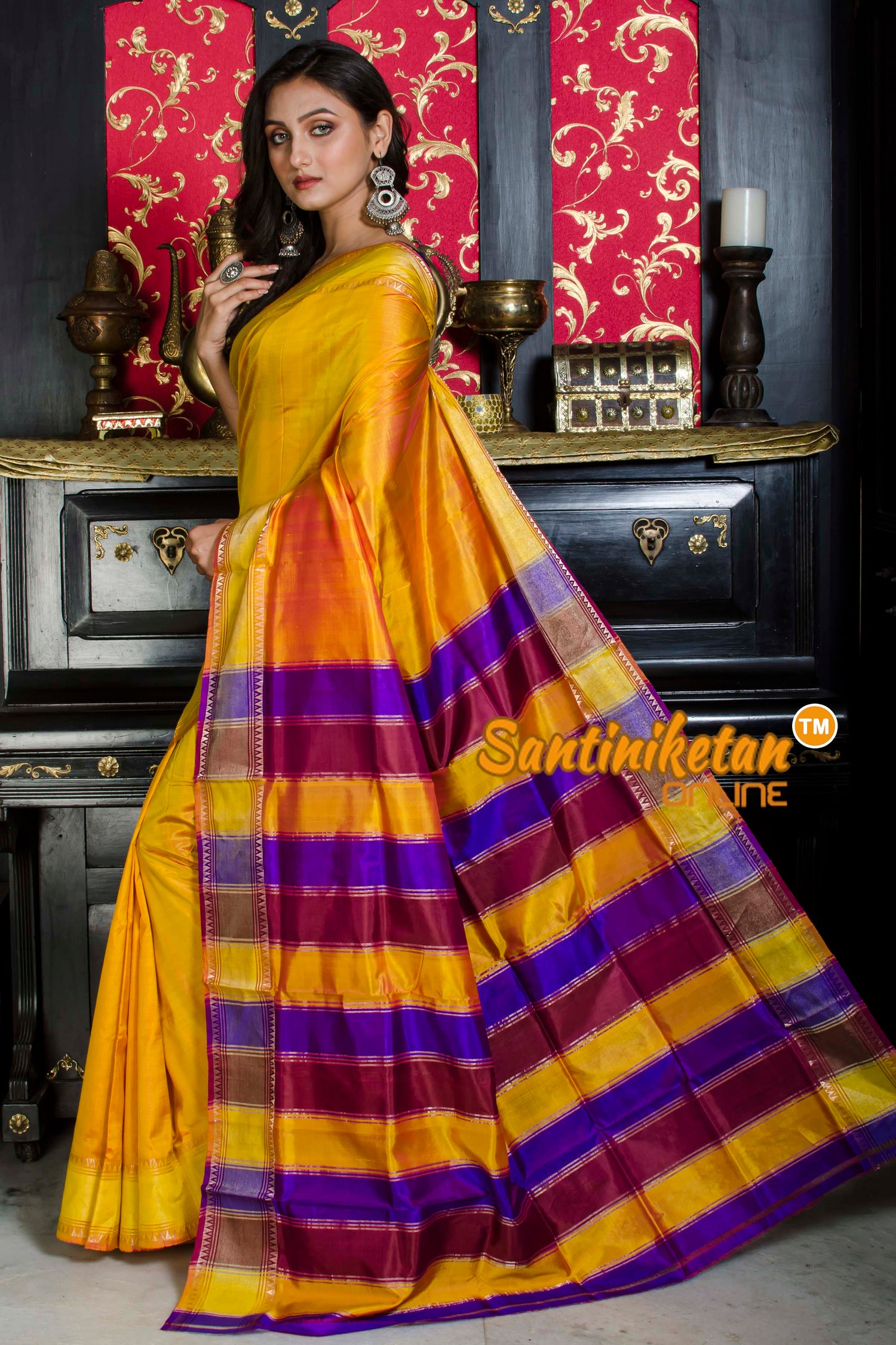 Zari Border Temple Border Katan Silk Saree SN20226097
