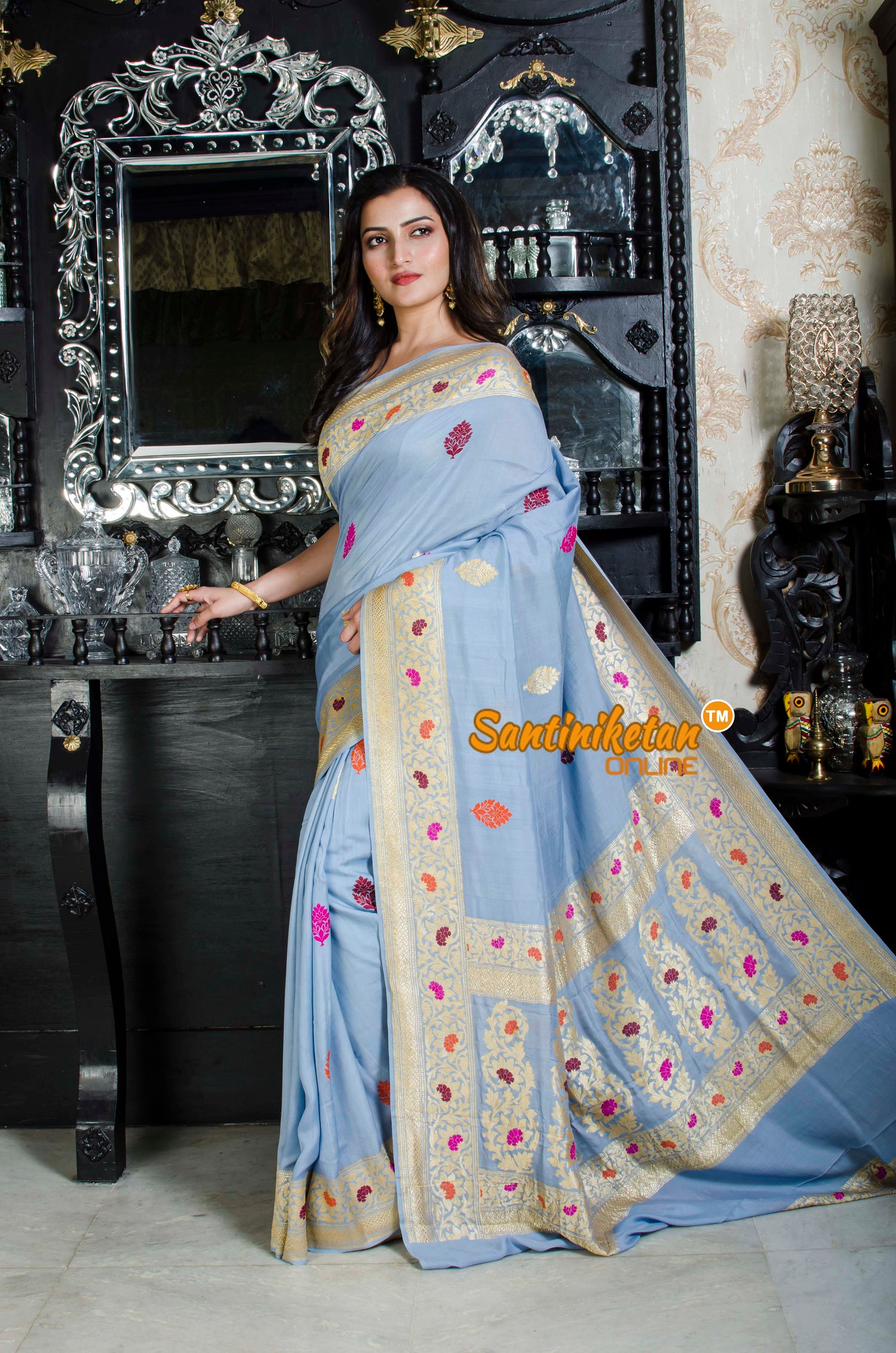Sari Chiffon/Spun S/G Looma Border Kadhwa Buti SN20226236