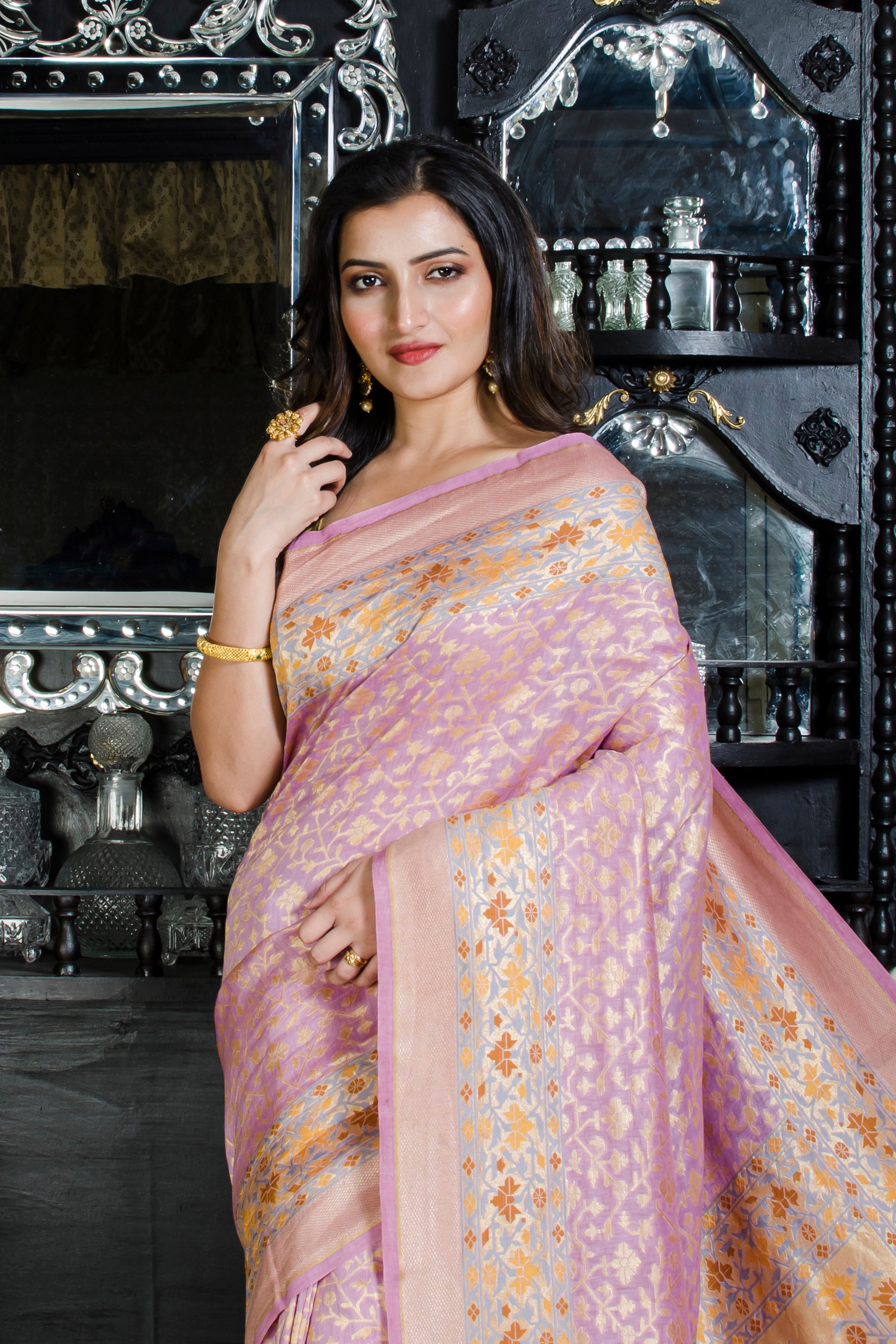 Sari Chiffon/Li Multi Border DK Jall Design SN20226239