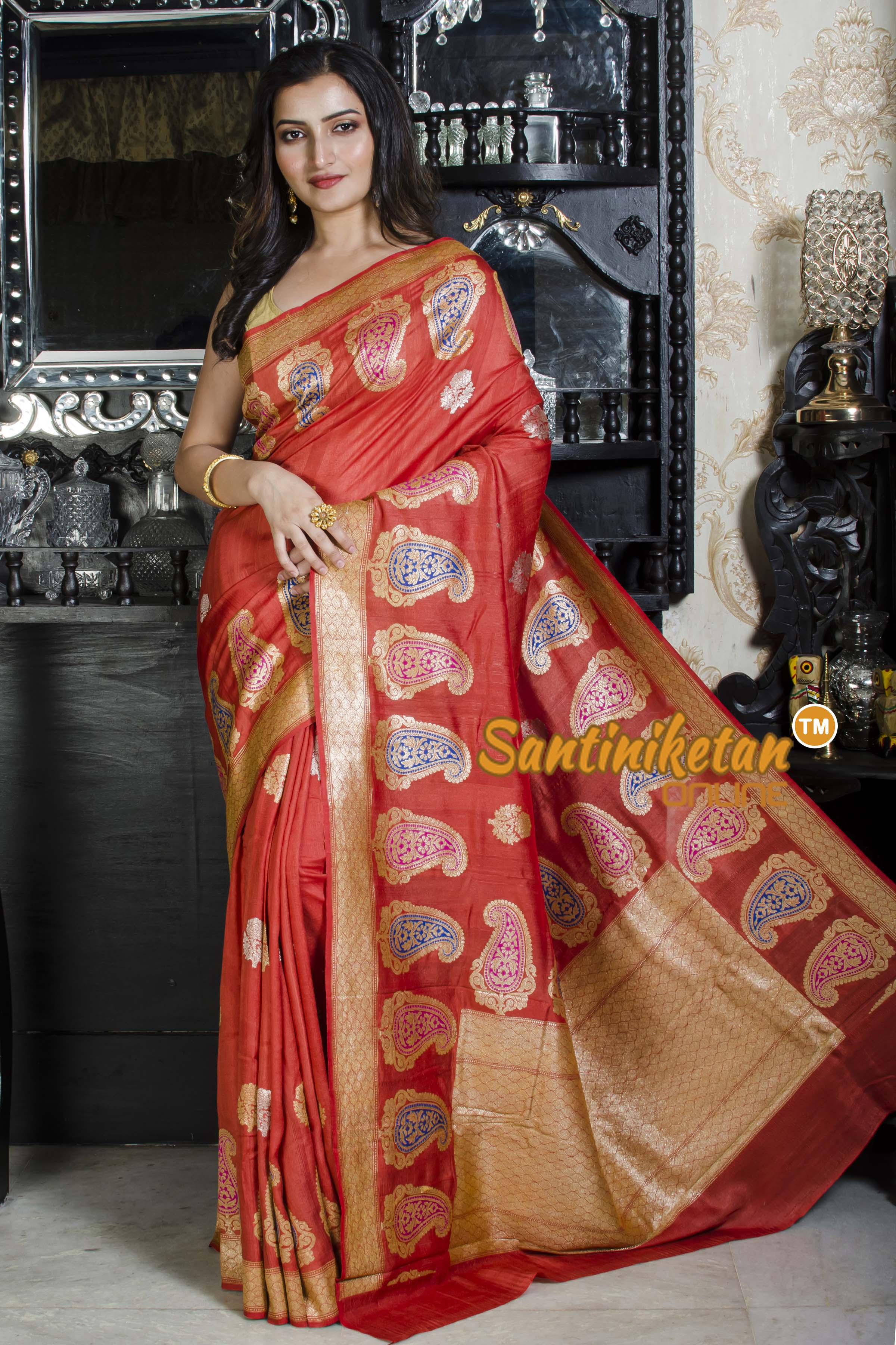 Sari Chiffon/Tussar S/G Kairi Border Kadhwa Mashal Buta SN20226242