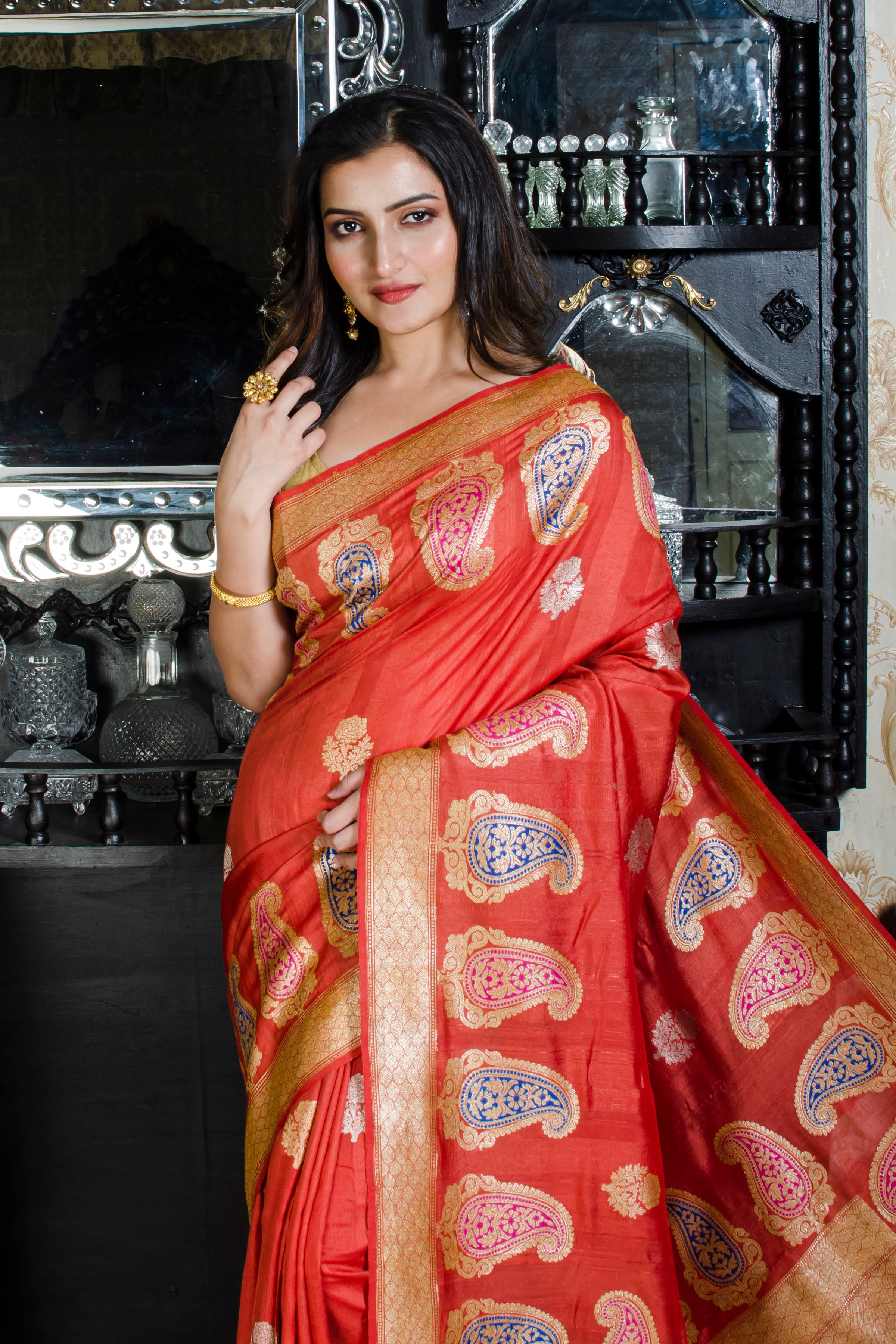 Sari Chiffon/Tussar S/G Kairi Border Kadhwa Mashal Buta SN20226242