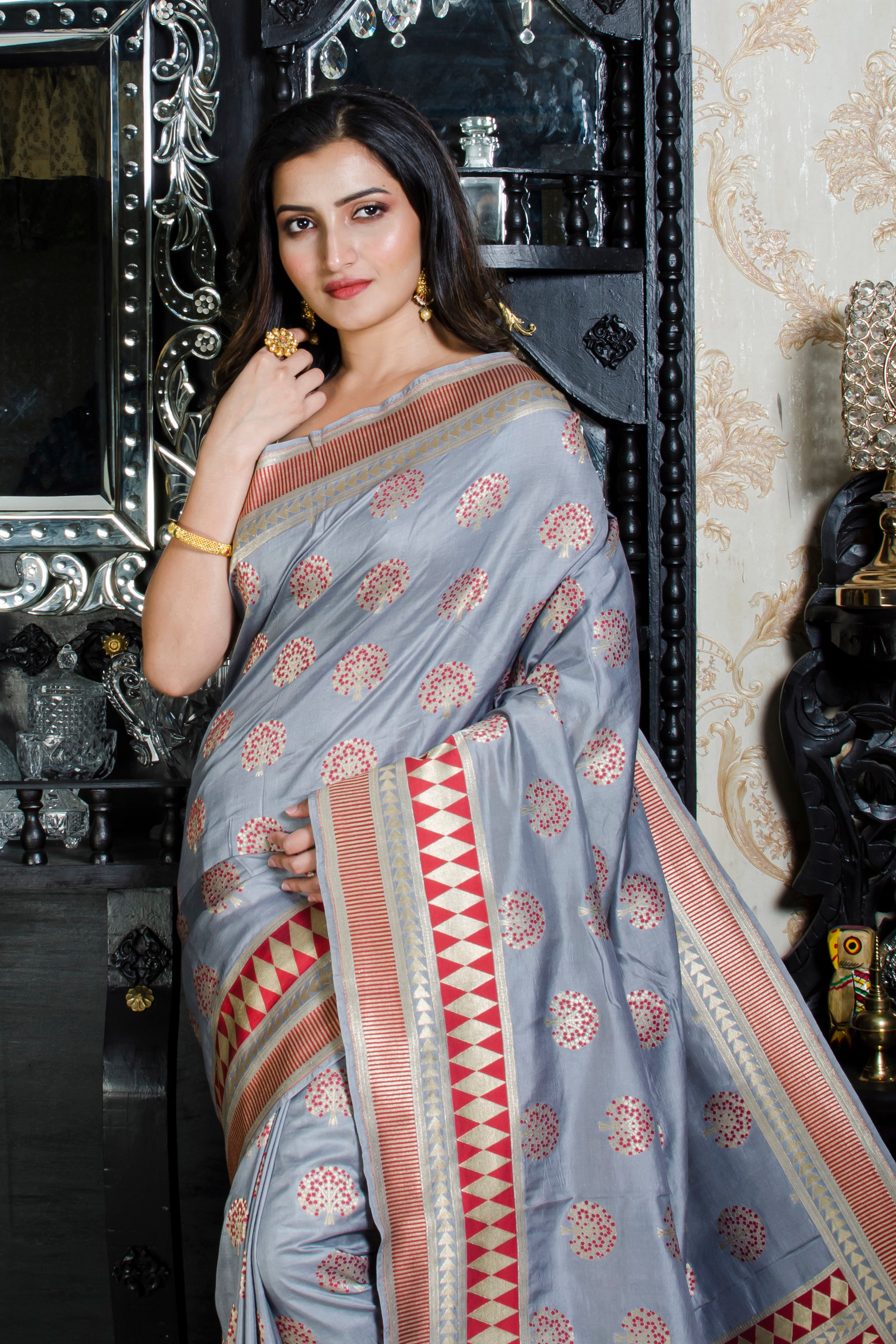 Sari Chiffon/Spun Kadhwa Bargad Buta SN20226254