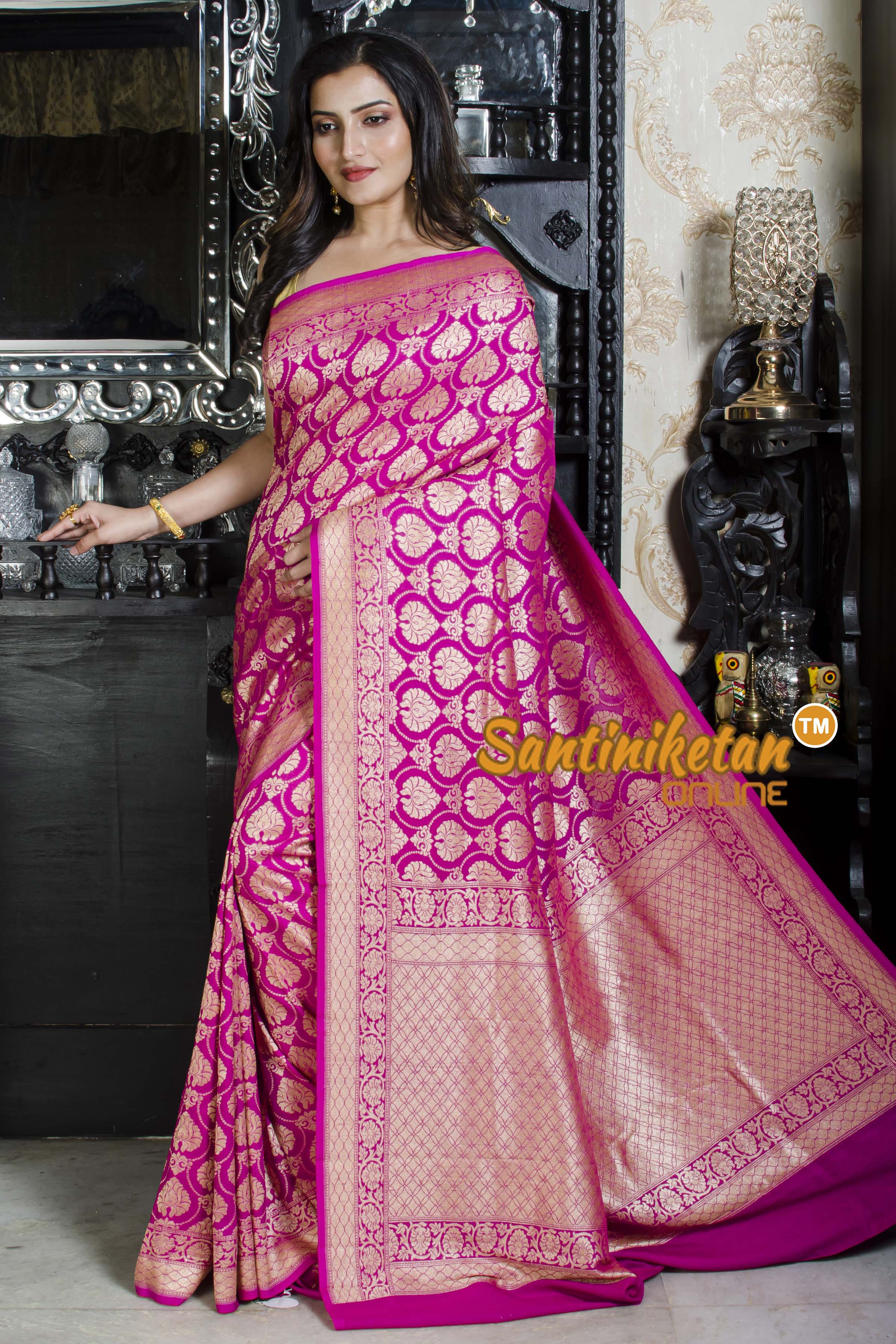 Sari Chiffon/Tussar S/G Chaudani Border Close Buti SN20226282