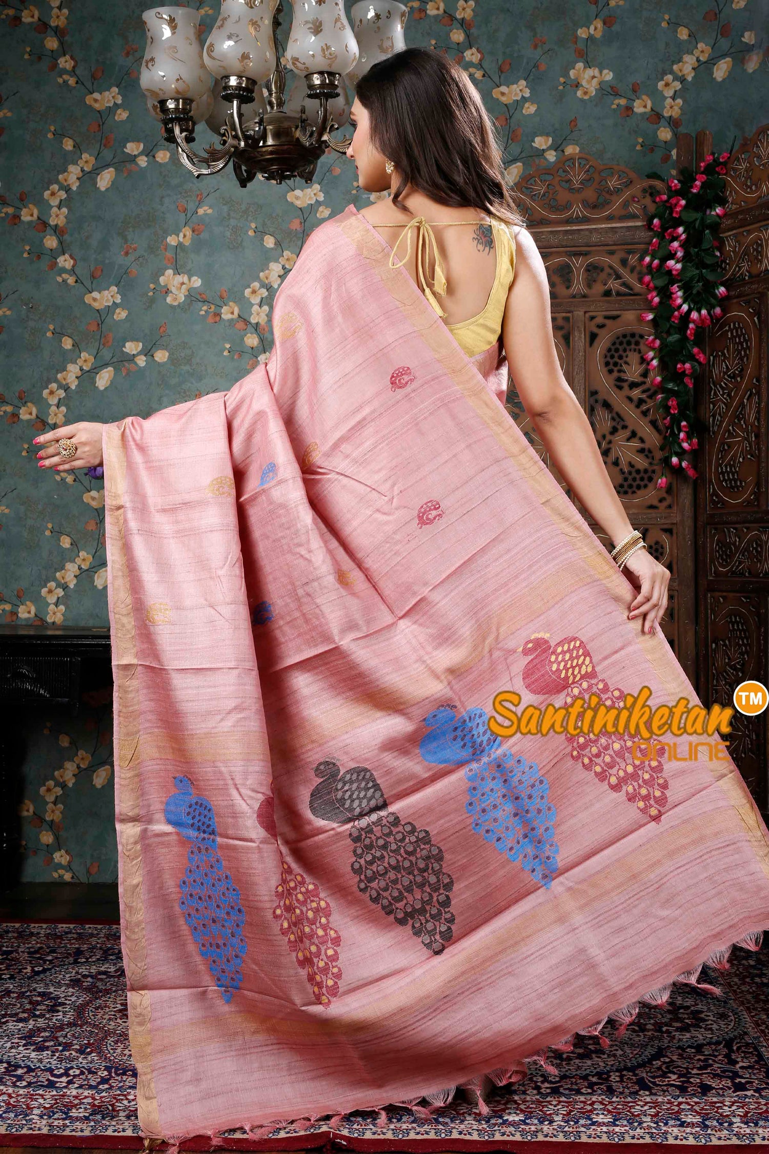Desi Tussar Peacock Motif Jamdani Weave Saree SN20228540