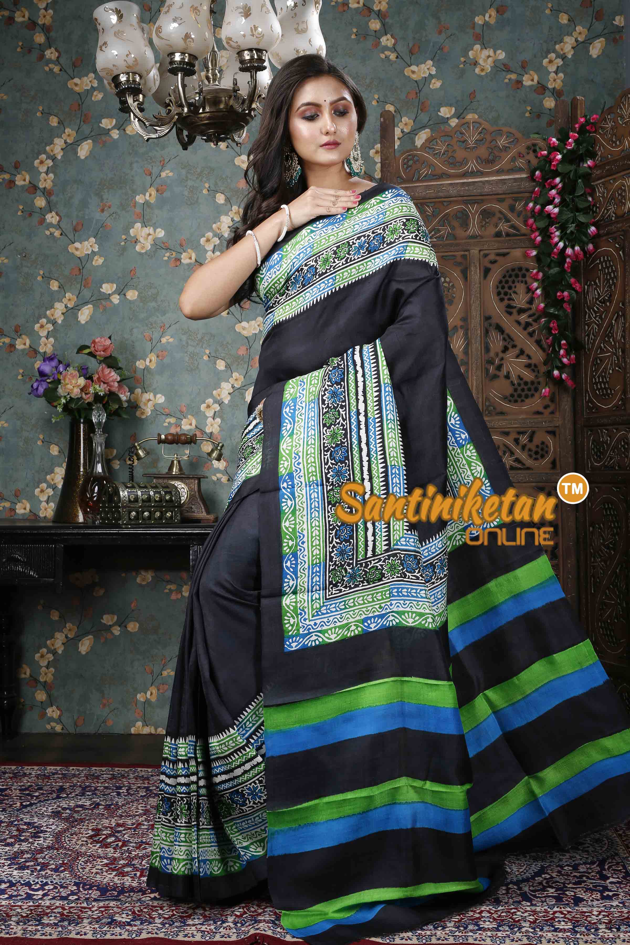 Hand Block On Murshidabad Silk SN20228799