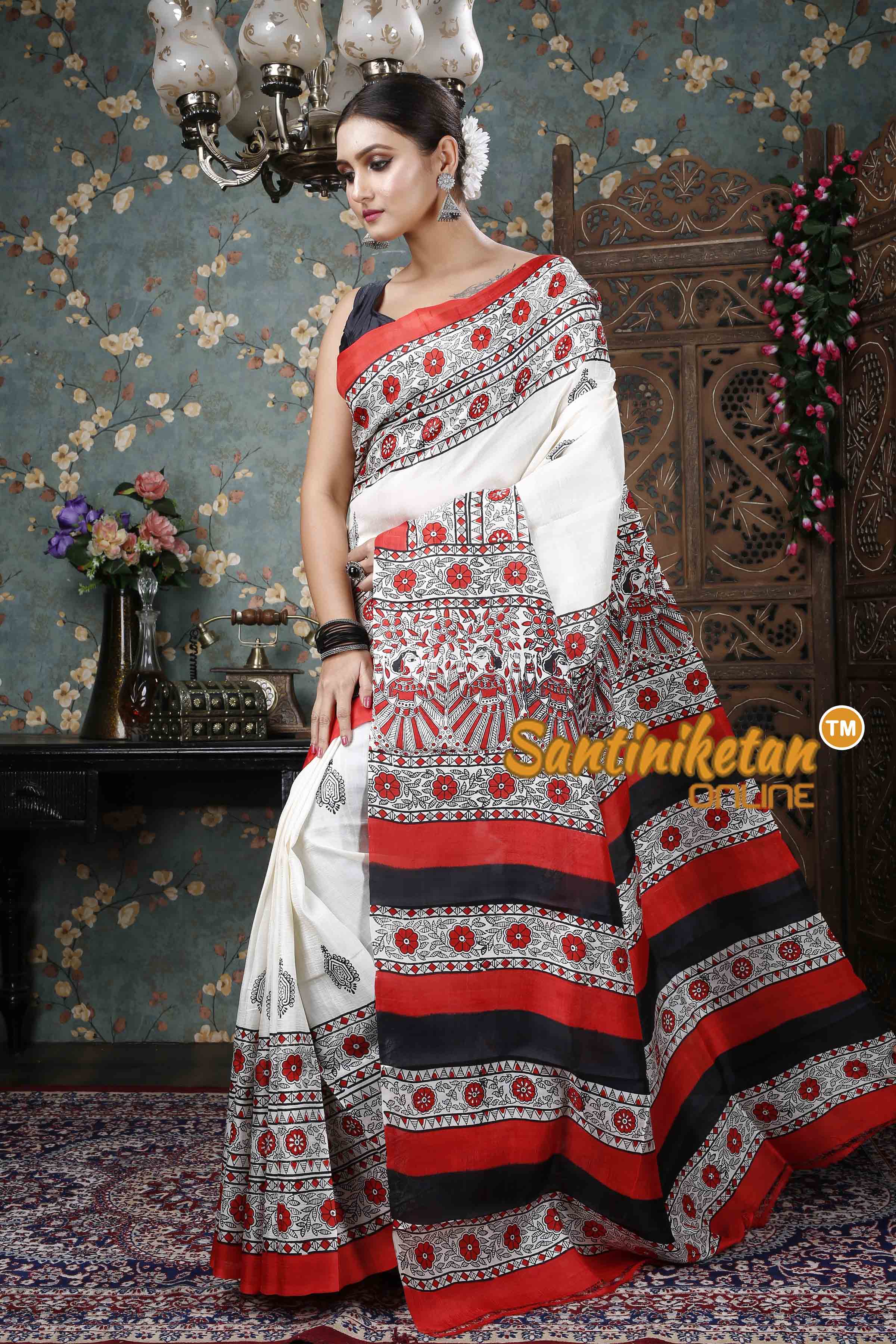 Hand Block On Murshidabad Silk SN20228852
