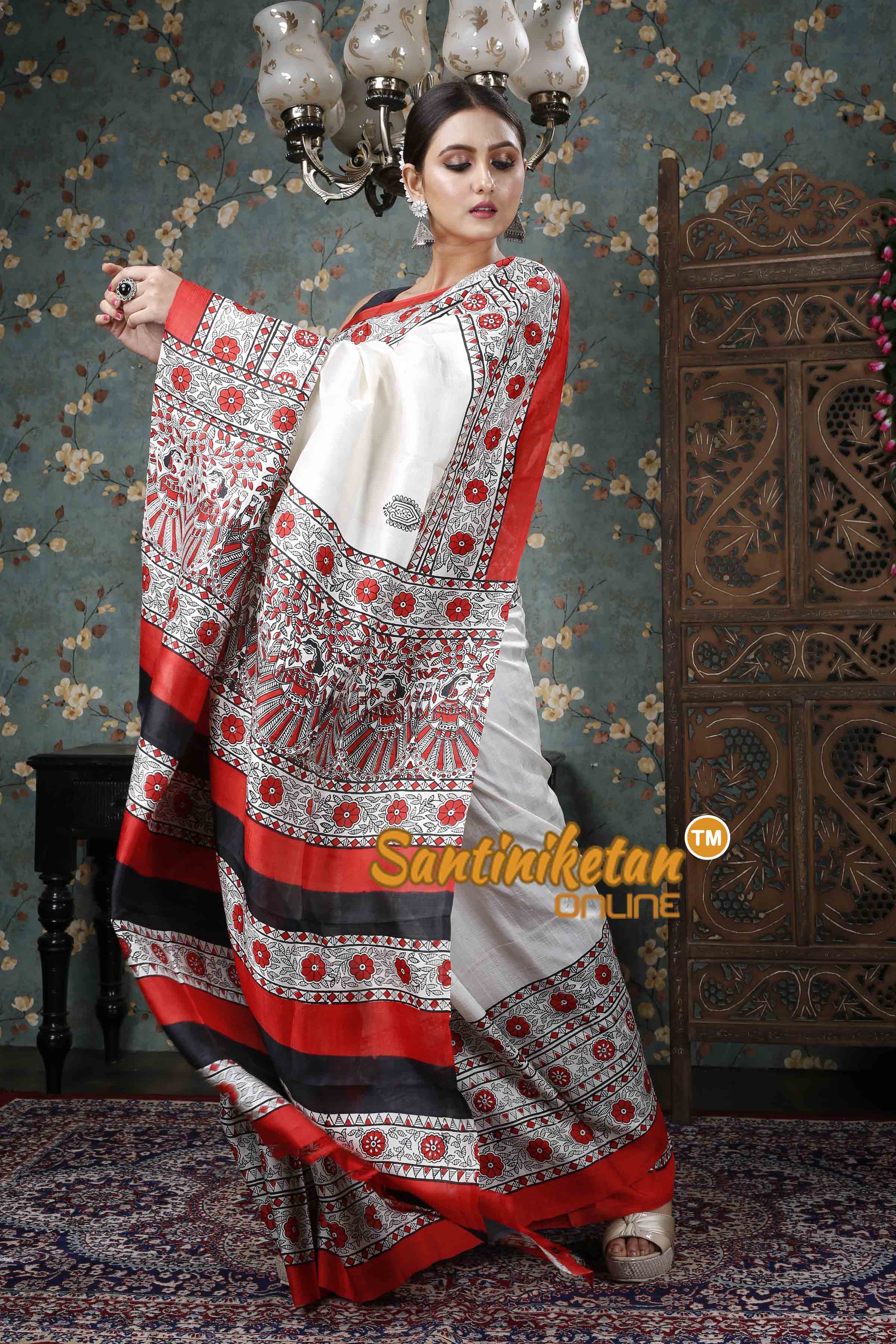 Hand Block On Murshidabad Silk SN20228852