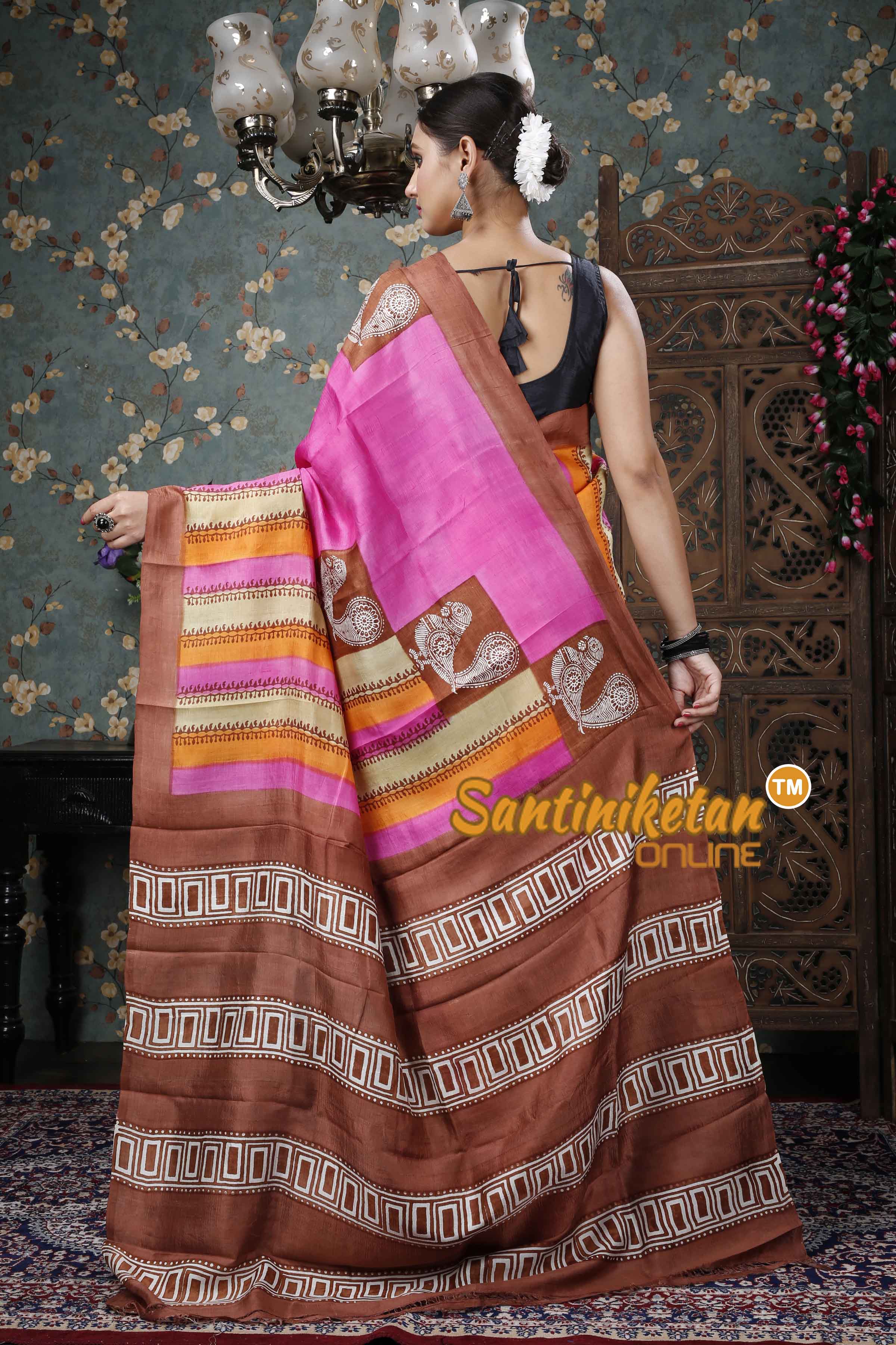 Hand Block On Murshidabad Silk SN20228878