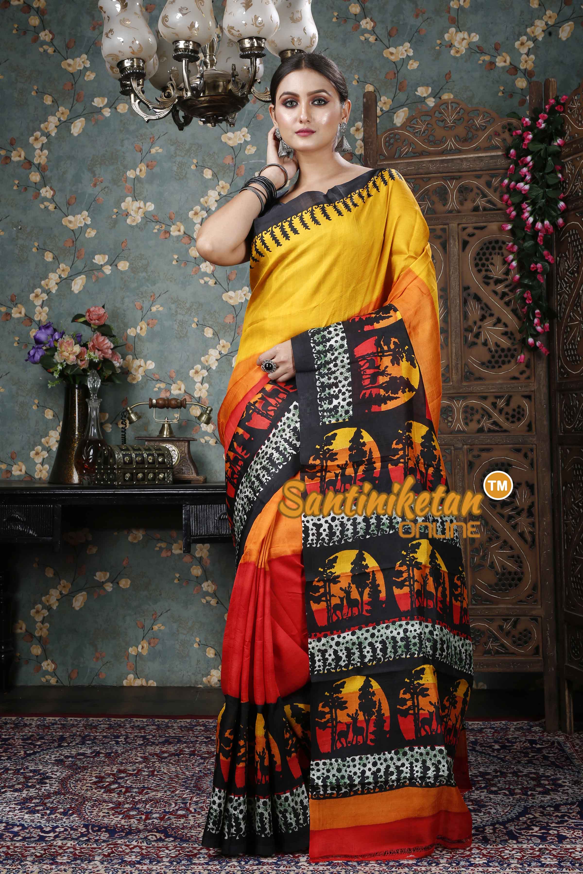 Hand Block On Murshidabad Silk SN20228890