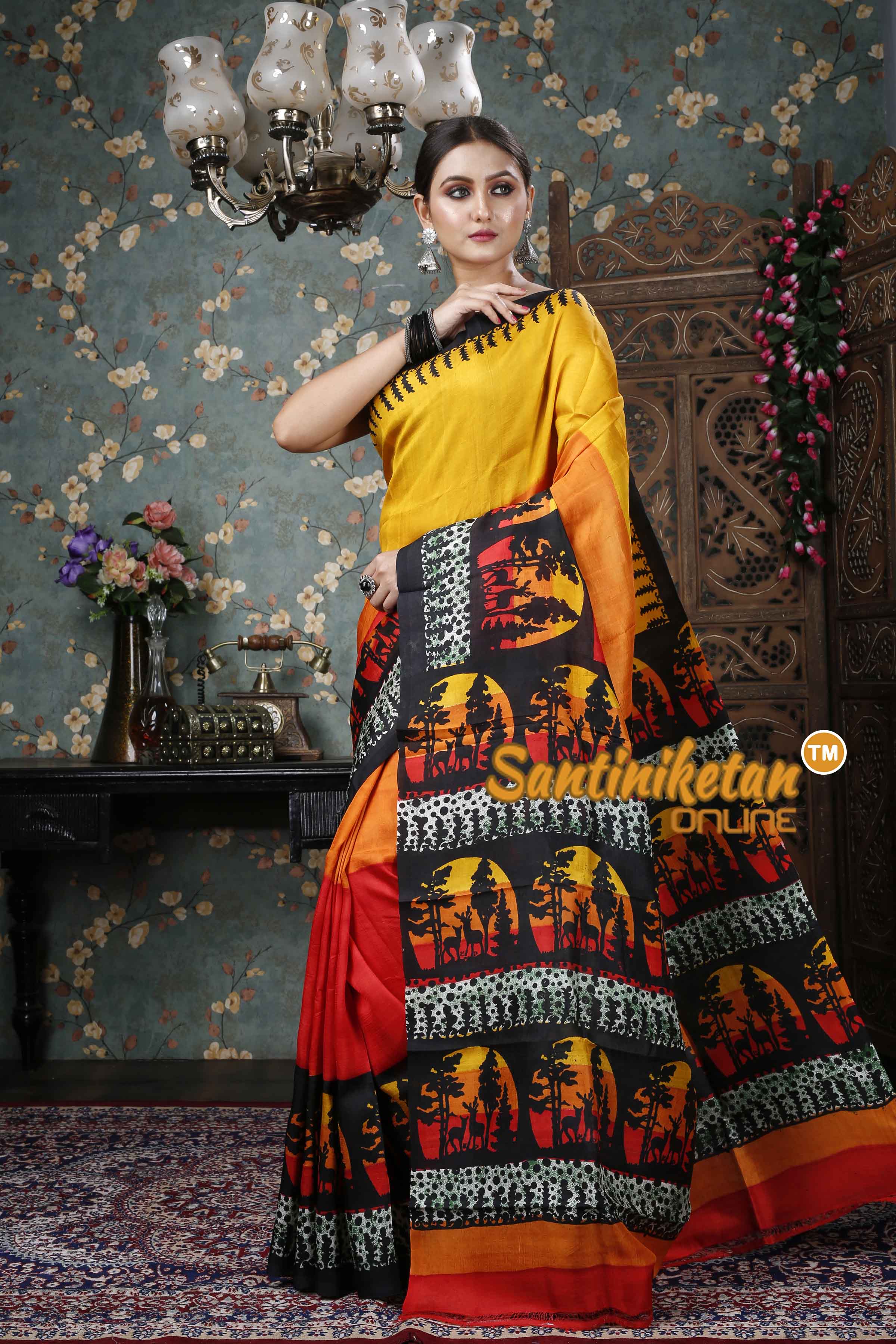Hand Block On Murshidabad Silk SN20228890