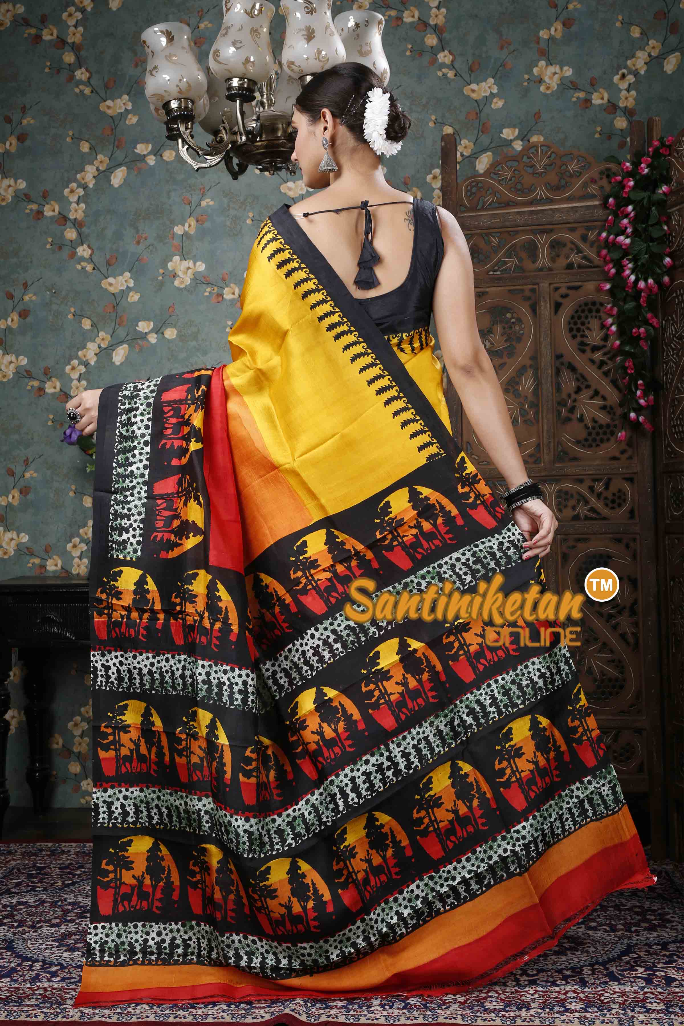 Hand Block On Murshidabad Silk SN20228890