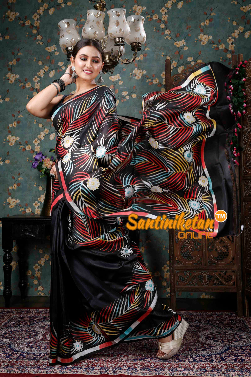 Hand Batik On Murshidabad Silk Saree SN20228897