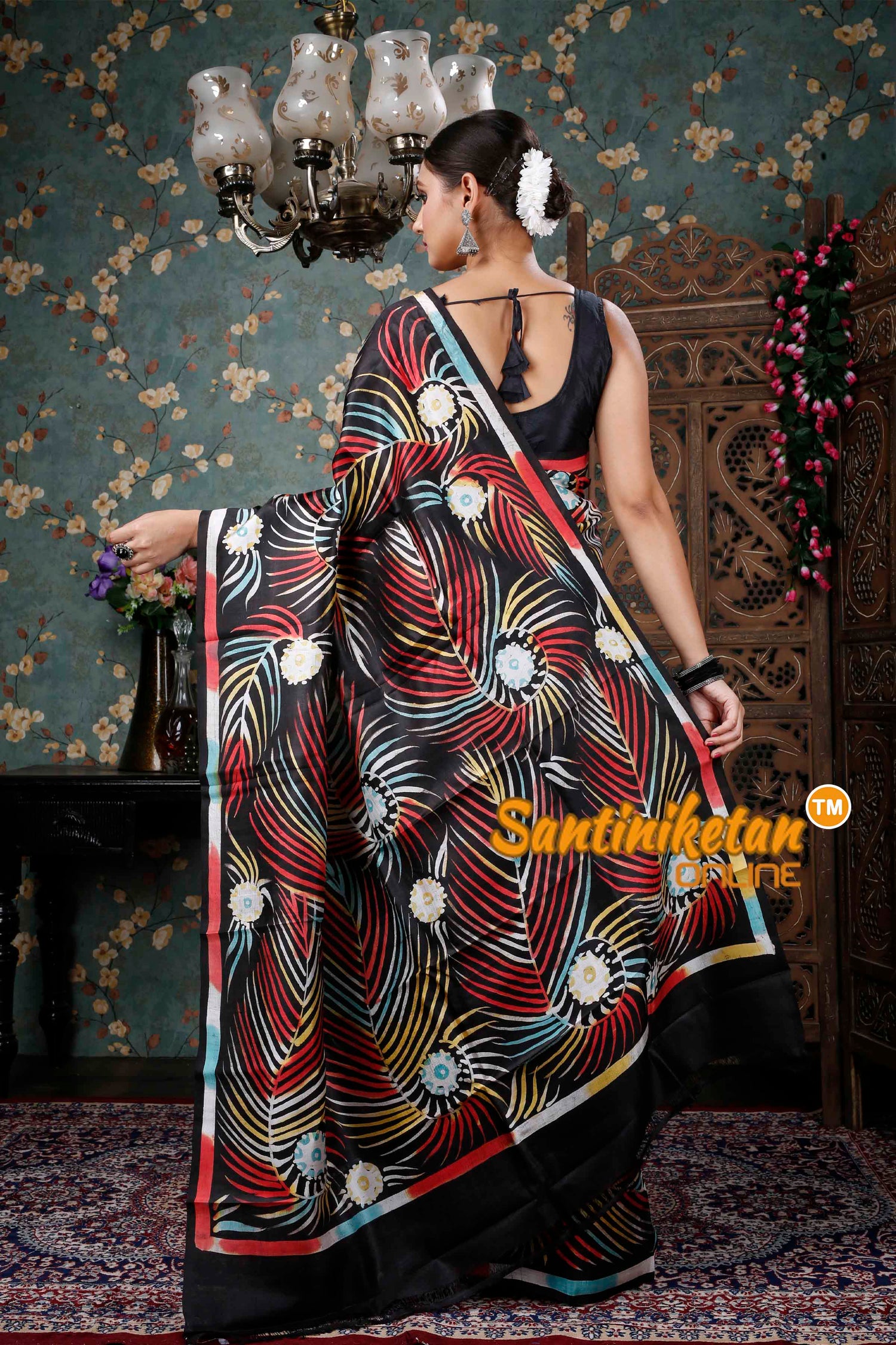 Hand Batik On Murshidabad Silk Saree SN20228897