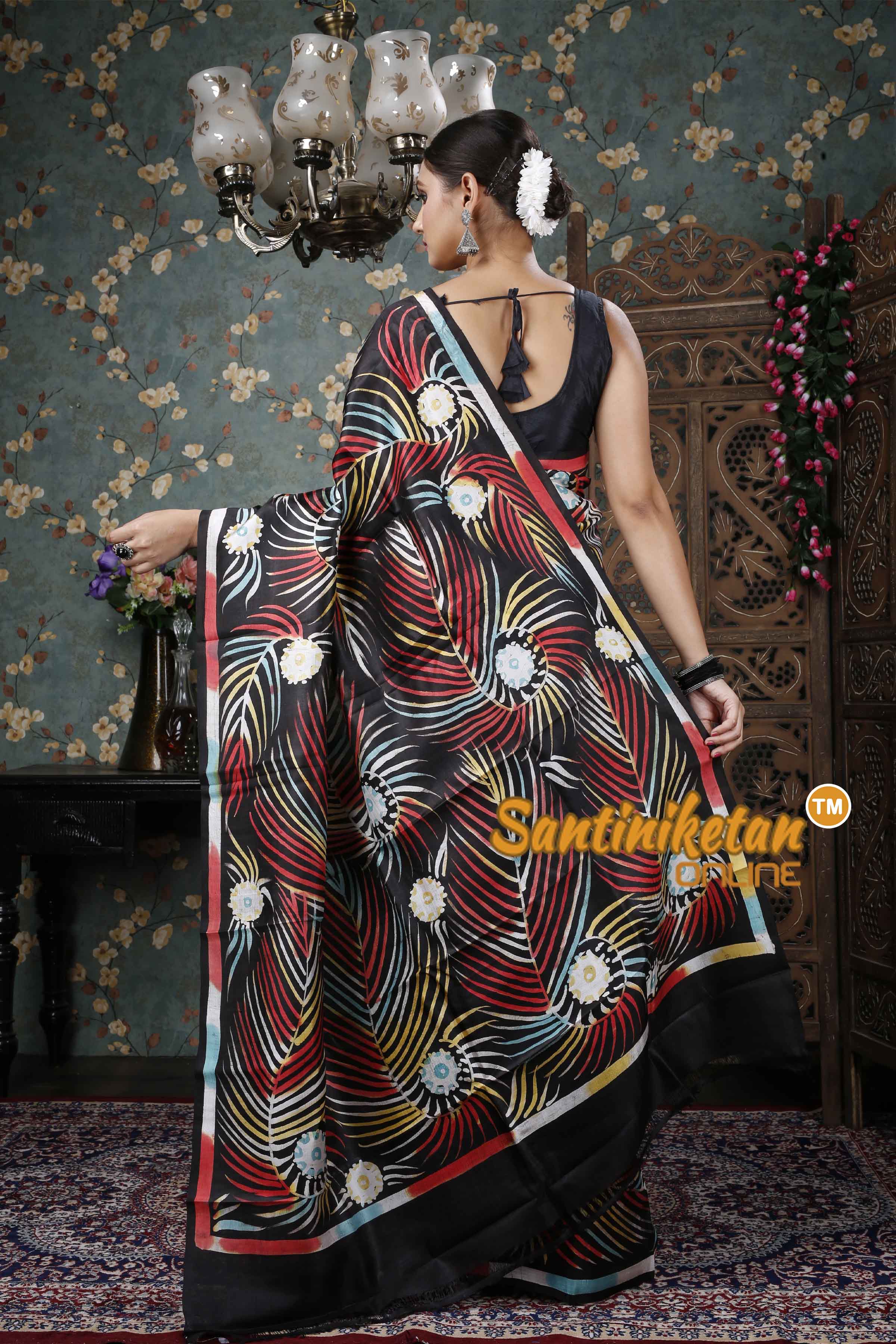 Hand Batik On Murshidabad Silk Saree SN20228897