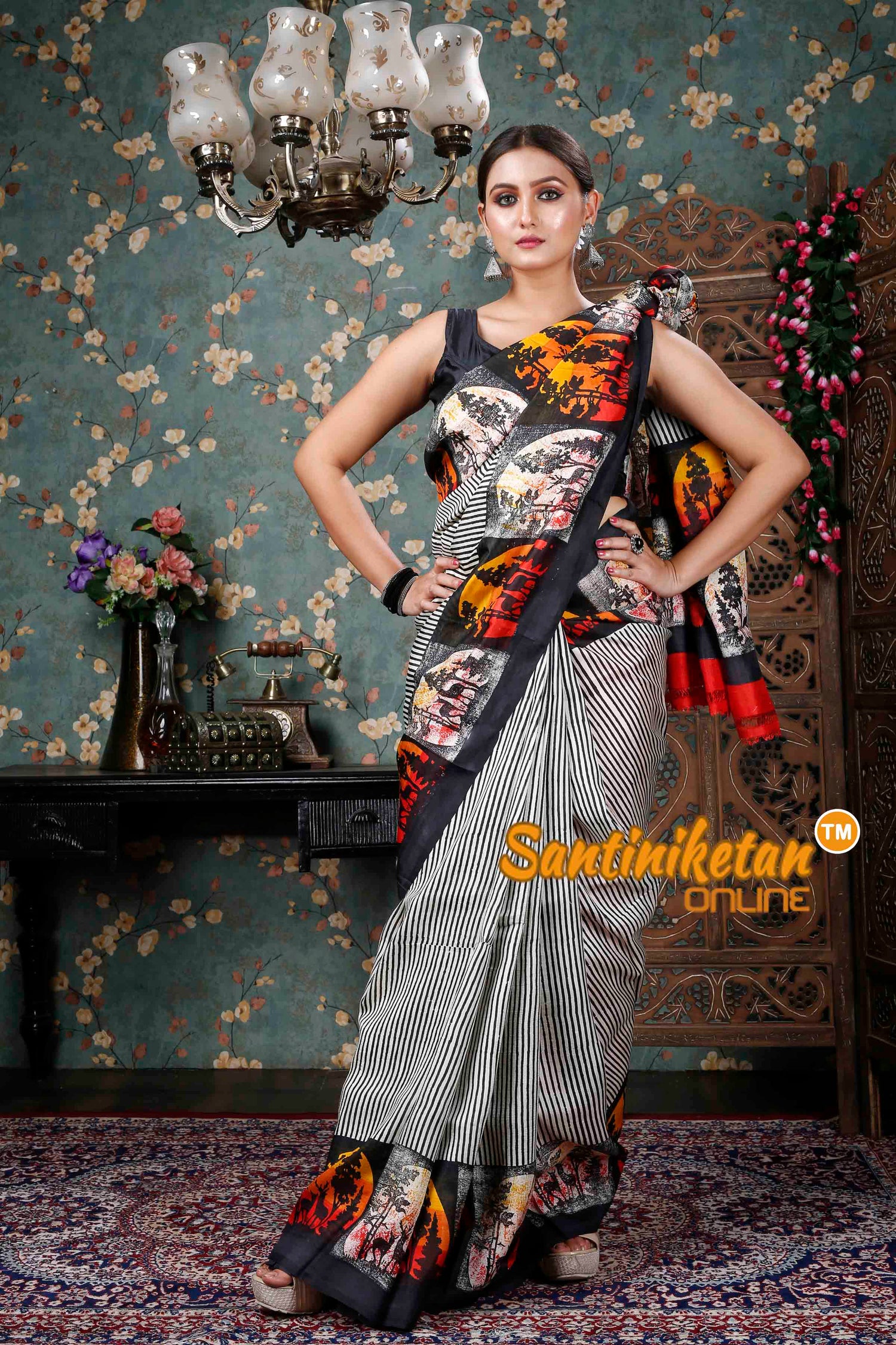 Hand Block On Murshidabad Silk SN20228926
