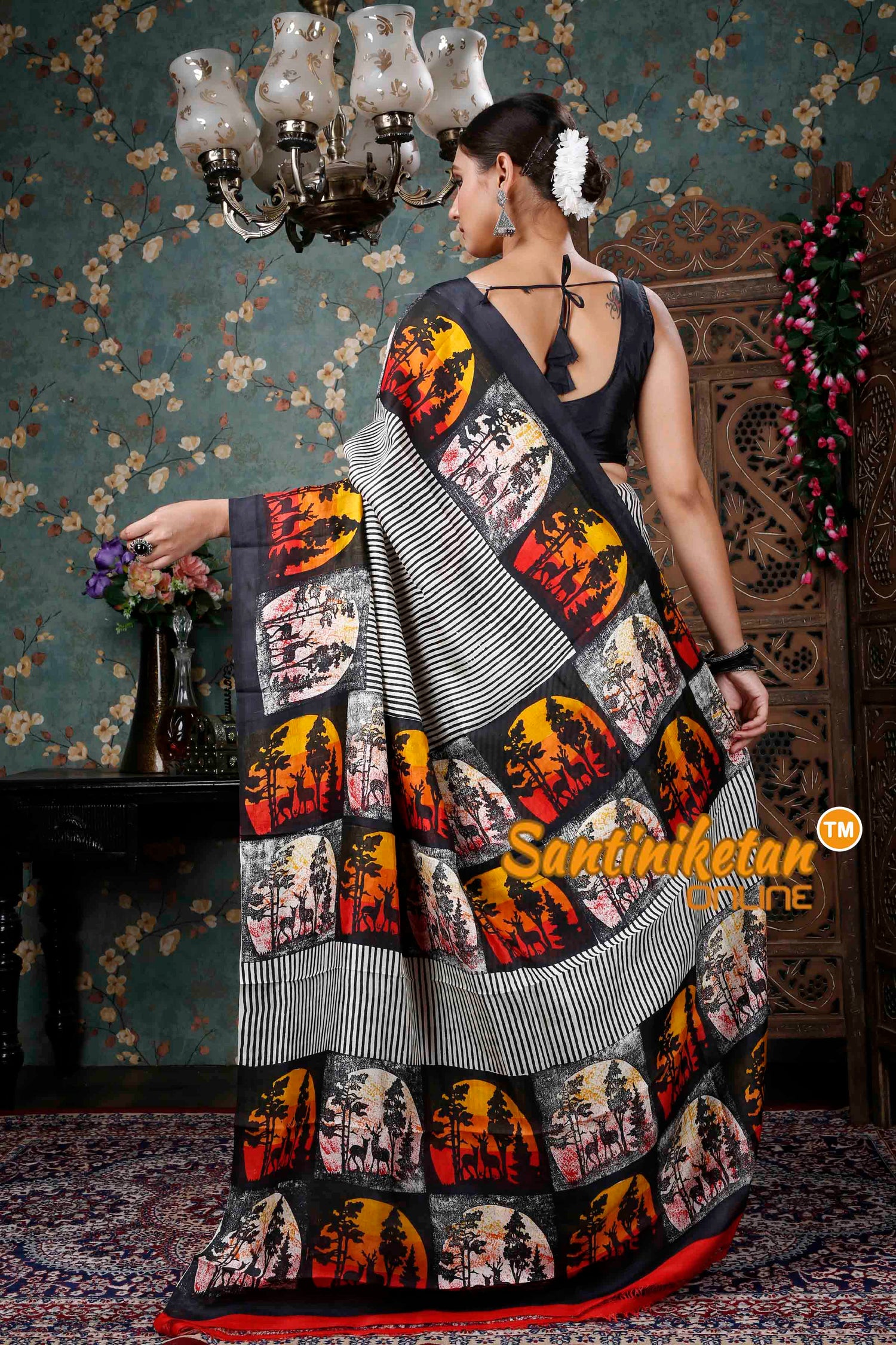 Hand Block On Murshidabad Silk SN20228926