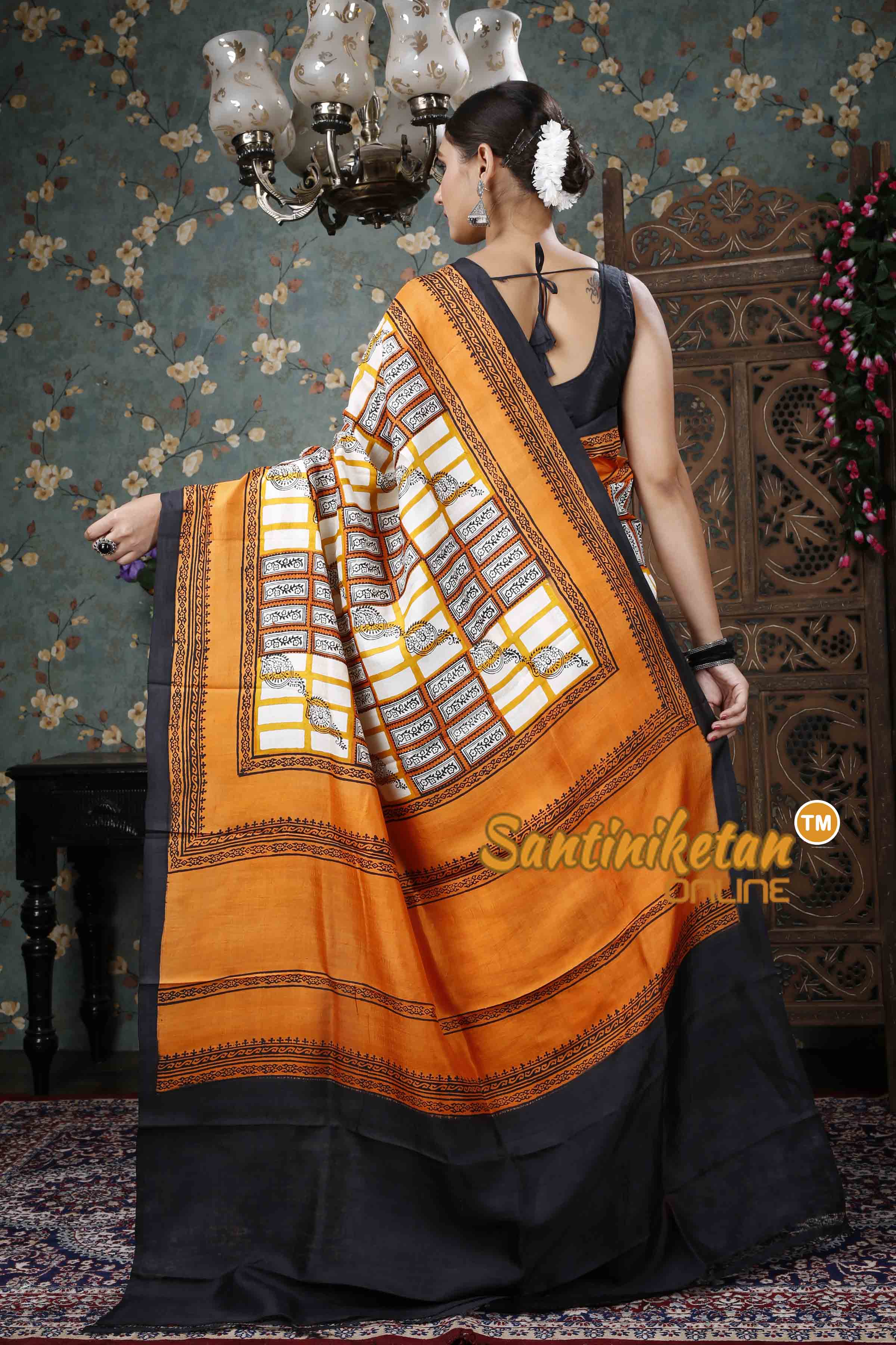 Hand Block On Murshidabad Silk SN20228952