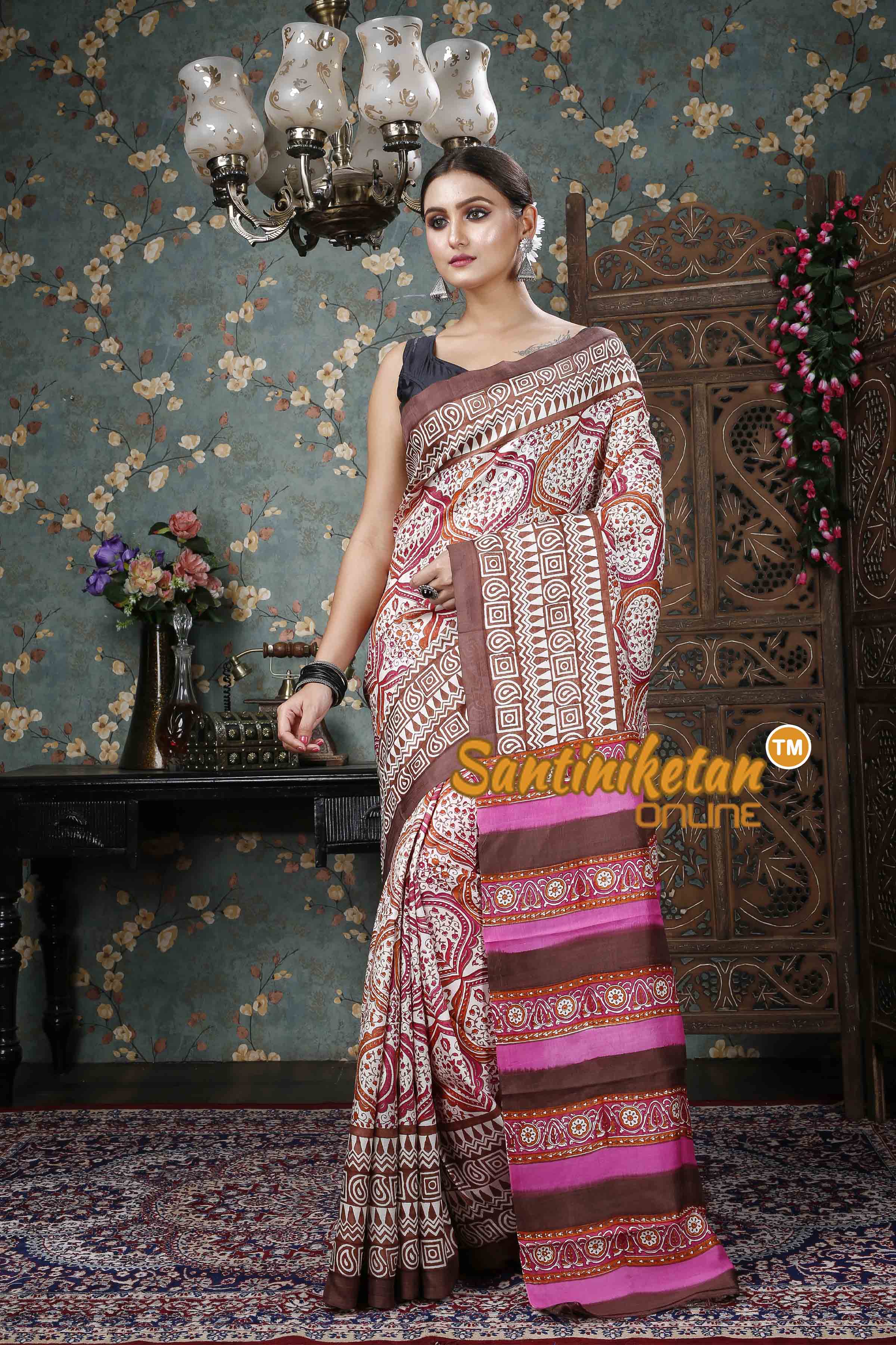 Hand Block On Murshidabad Silk SN20228974