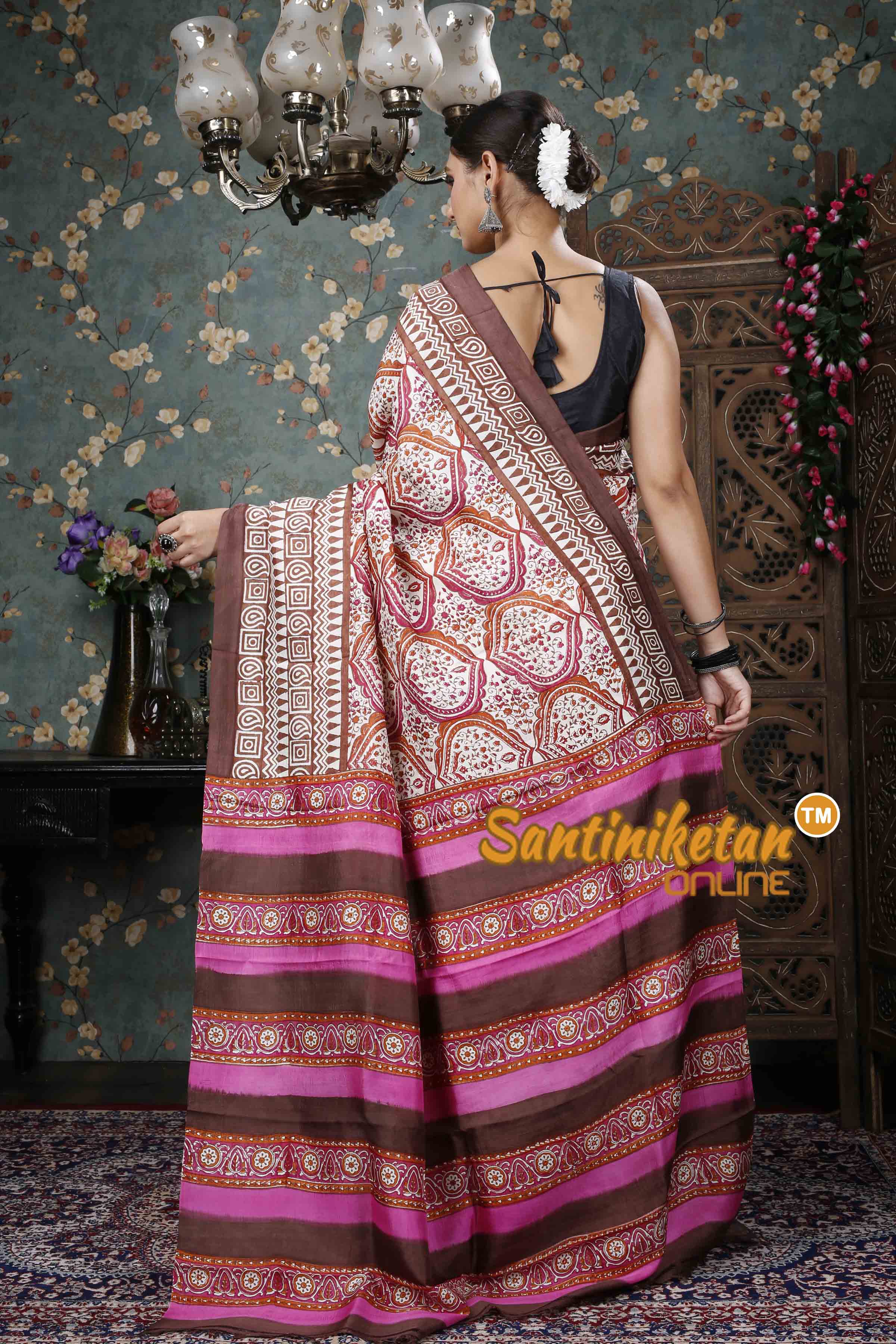 Hand Block On Murshidabad Silk SN20228974