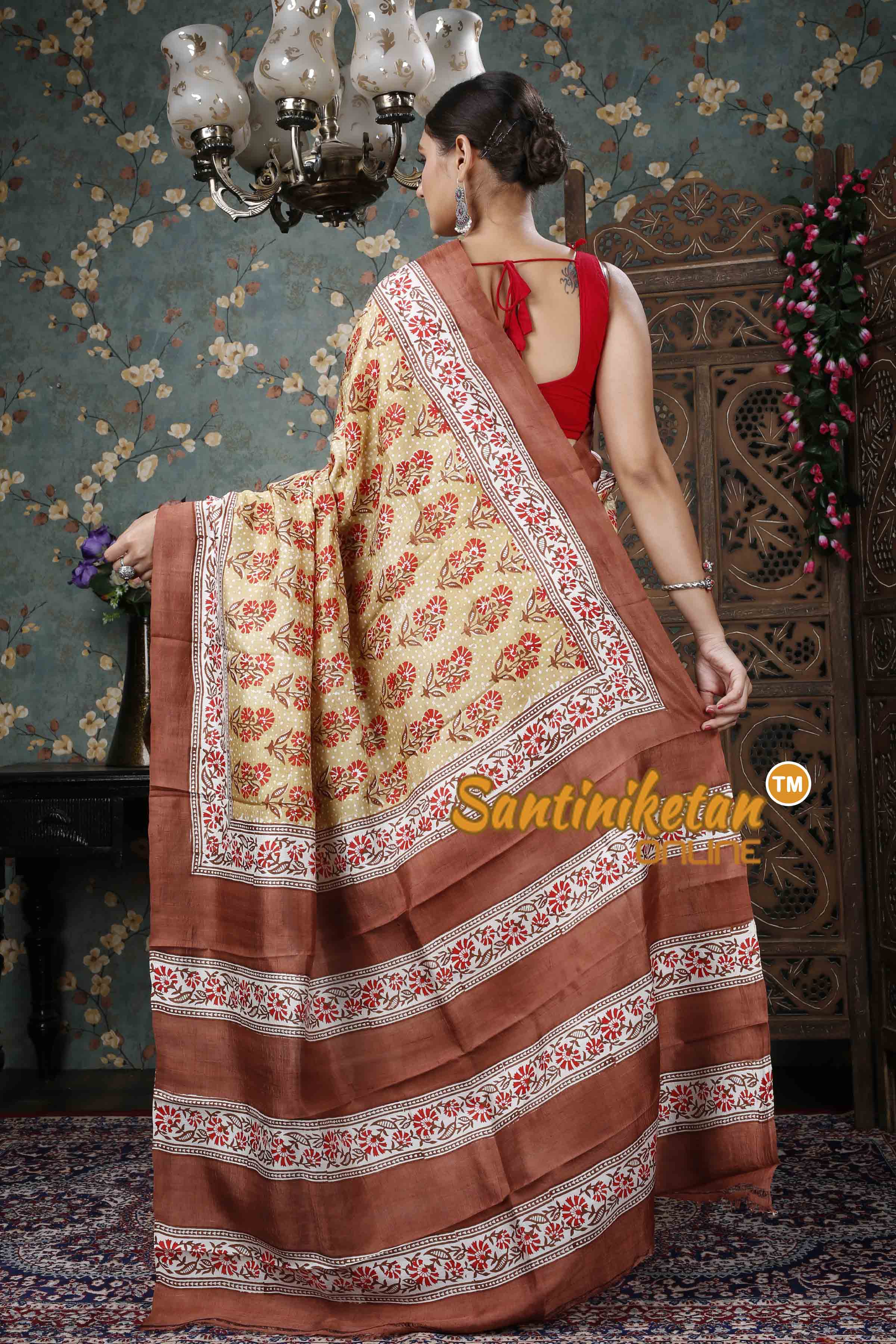 Hand Block On Murshidabad Silk SN20229081