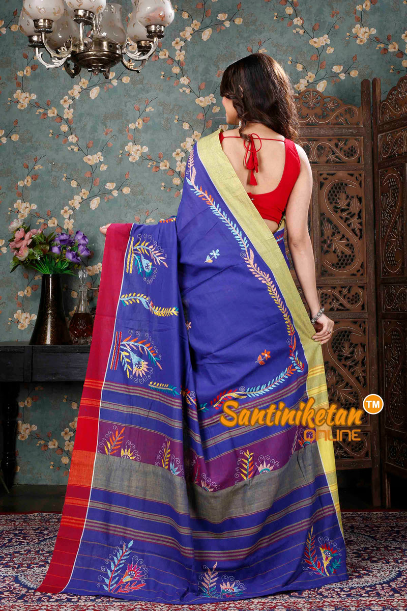 Pure Soft Cotton Kantha Stitch (Hand Embroidery) Saree SN20239433