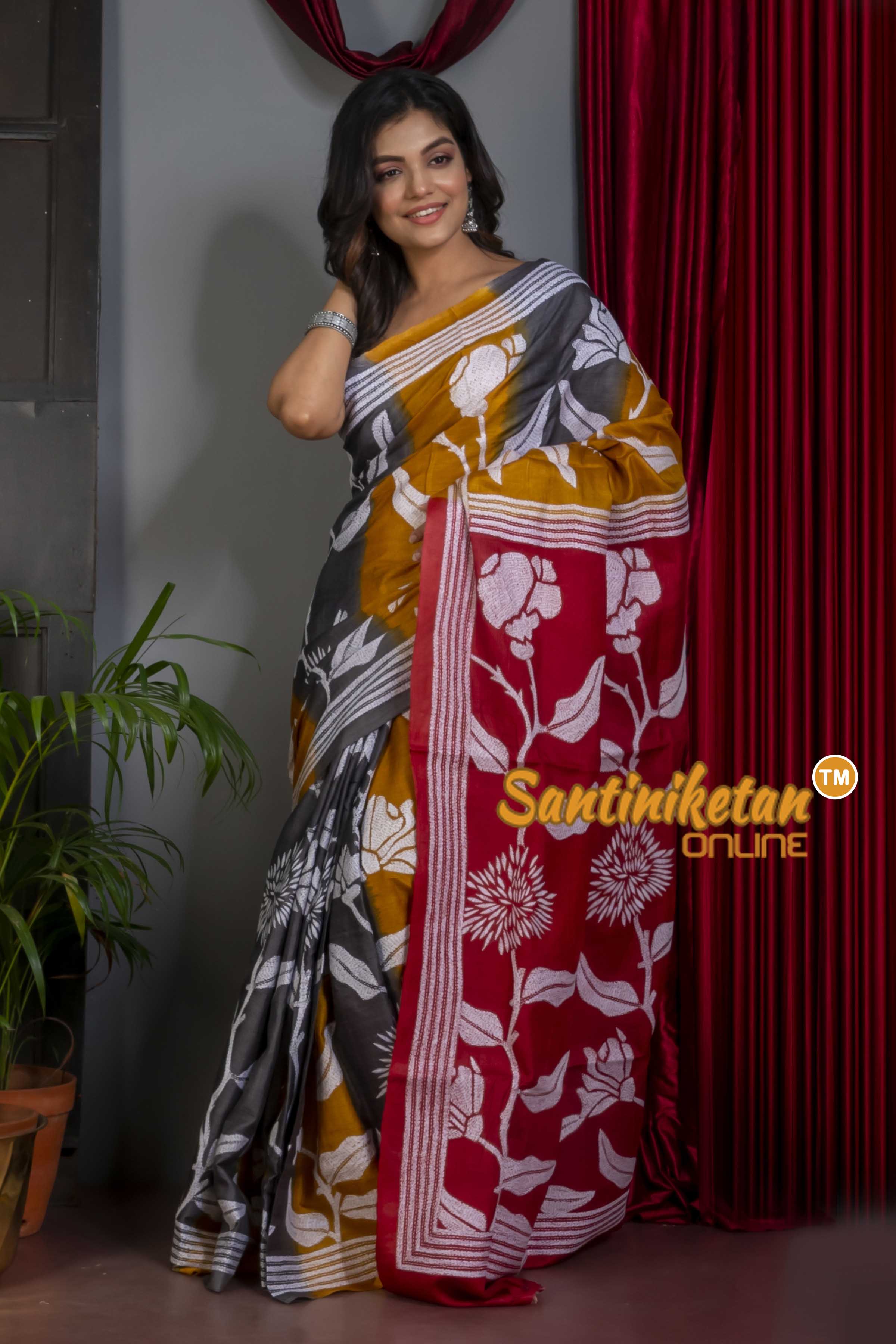 Gachi Tussar Silk Kantha Stitch Saree SN20220497