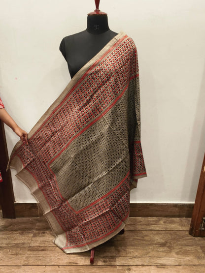 Pure Tussar Kantha Stitch Dupatta SN26KD95