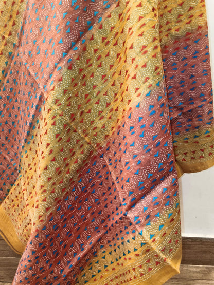 Pure Tussar Kantha Stitch Dupatta SN26KD97
