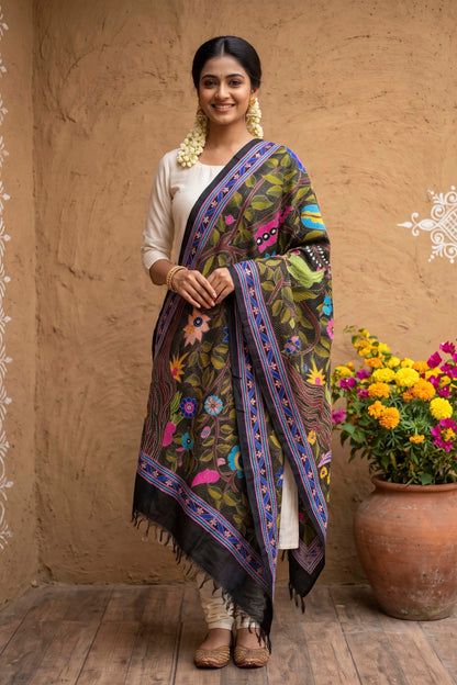 Pure Bangalore Silk Kantha Stitch Dupatta SN26KD98